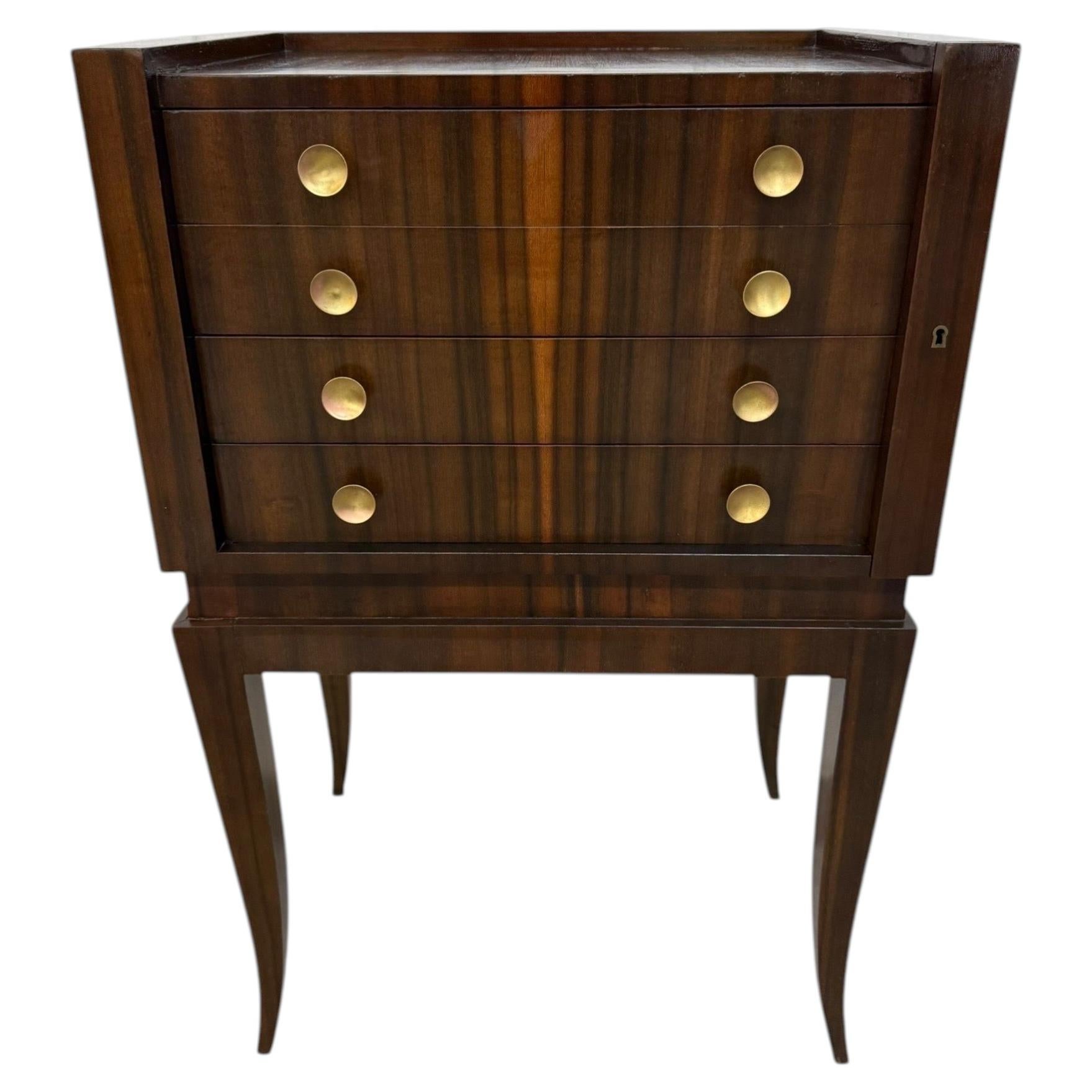 Vintage Italian Art Deco Macassar Ebony Silverware Chest