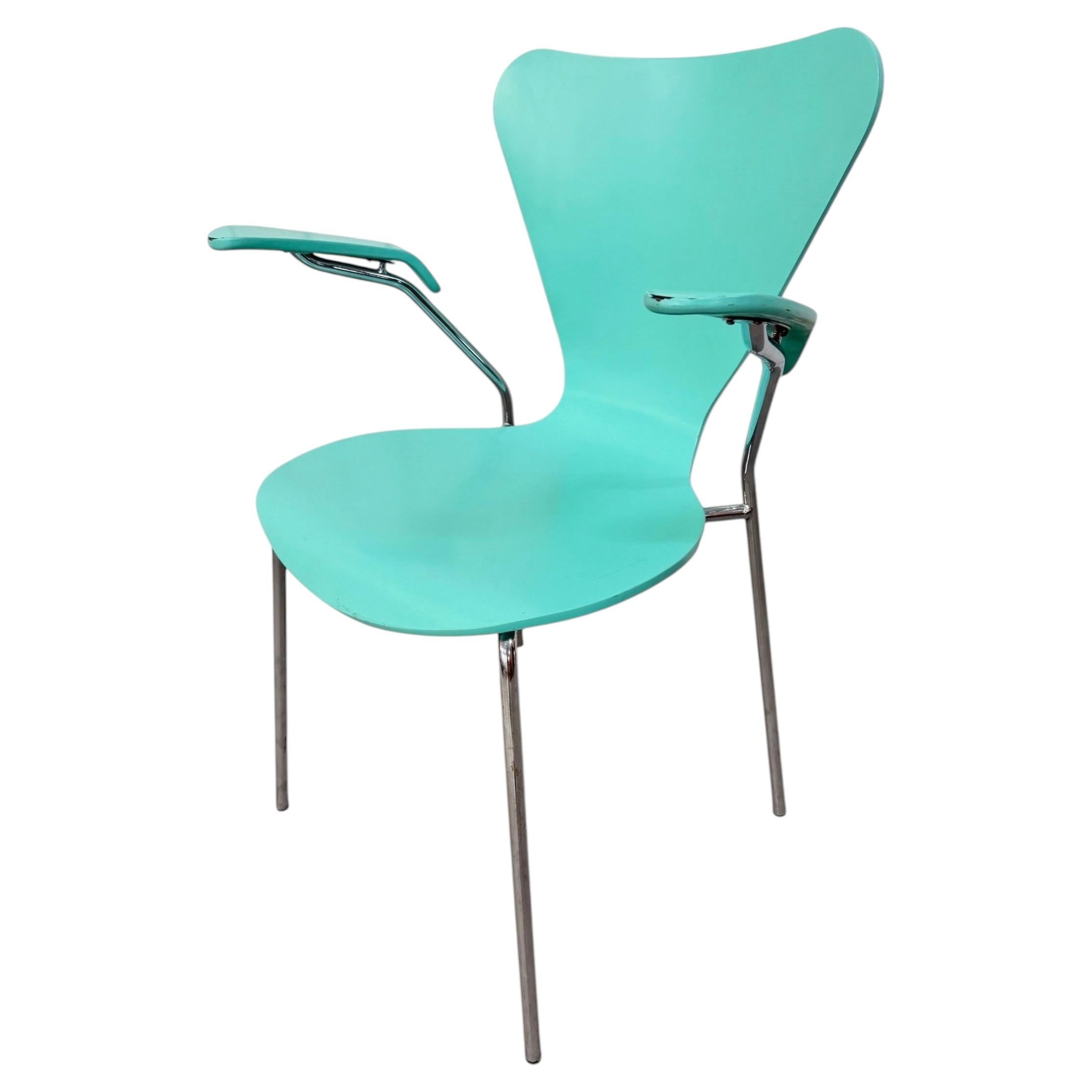 Vintage Italian Modern Turquoise Arm Chair