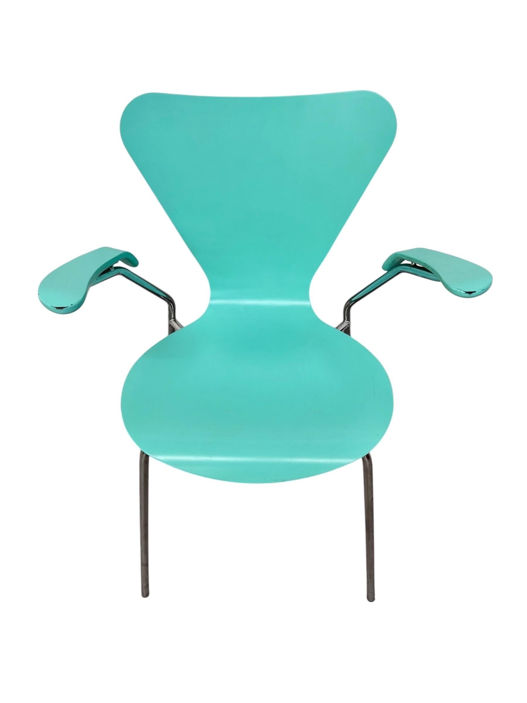 Vintage Italian Modern Turquoise Arm Chair - Image 2