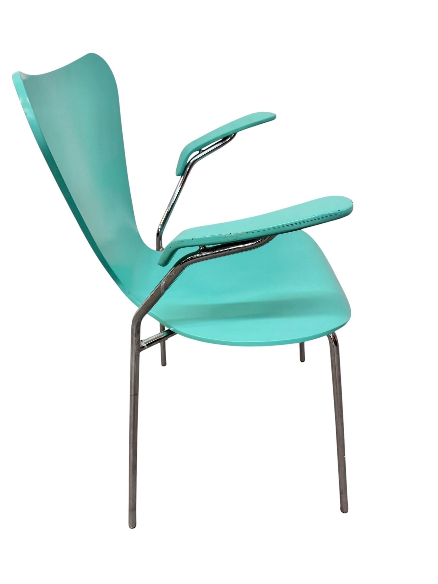 Vintage Italian Modern Turquoise Arm Chair - Image 3