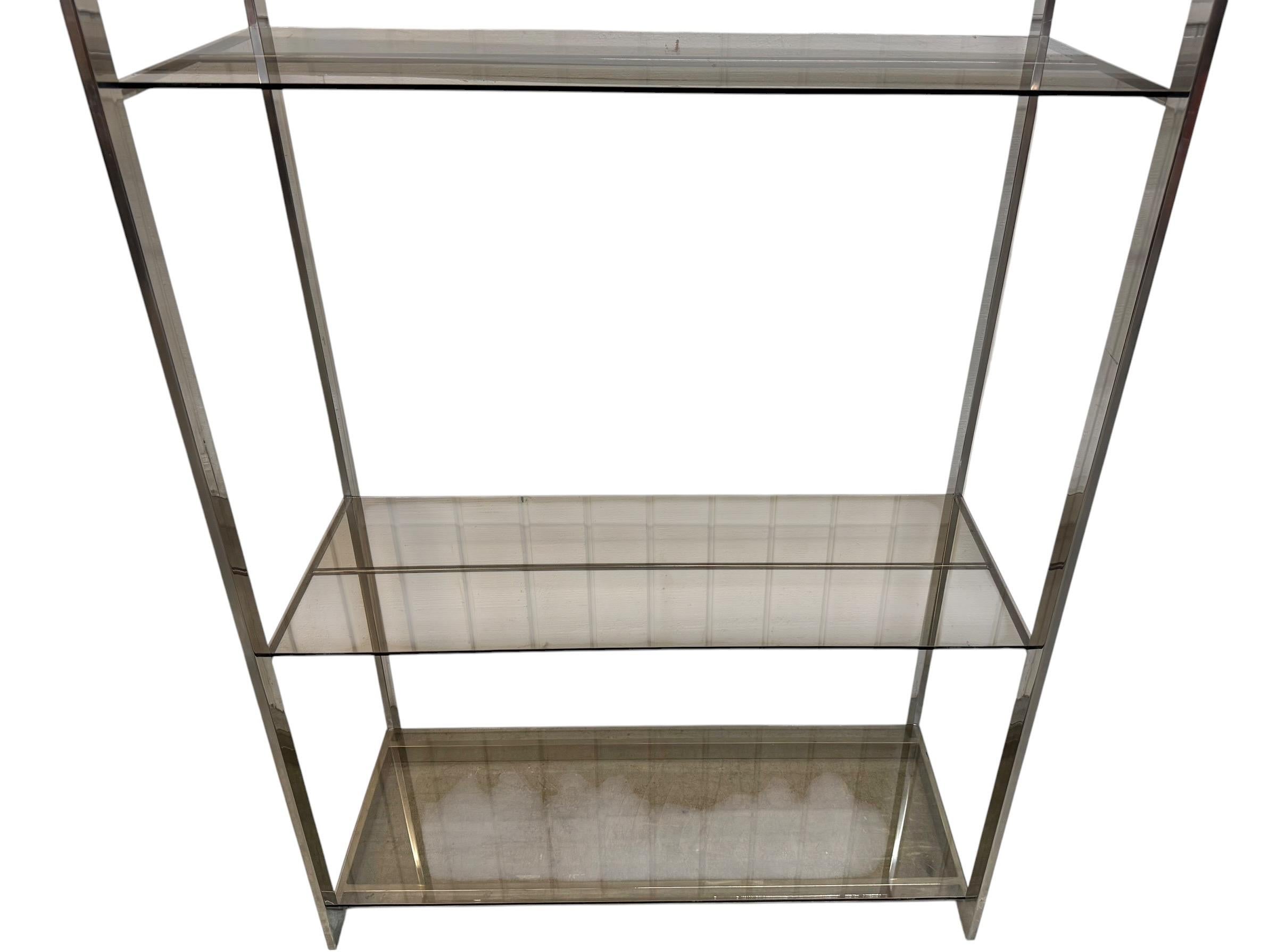Vintage Milo Baughman Flat Bar Chrome Étagères - Set of 2 - Image 6