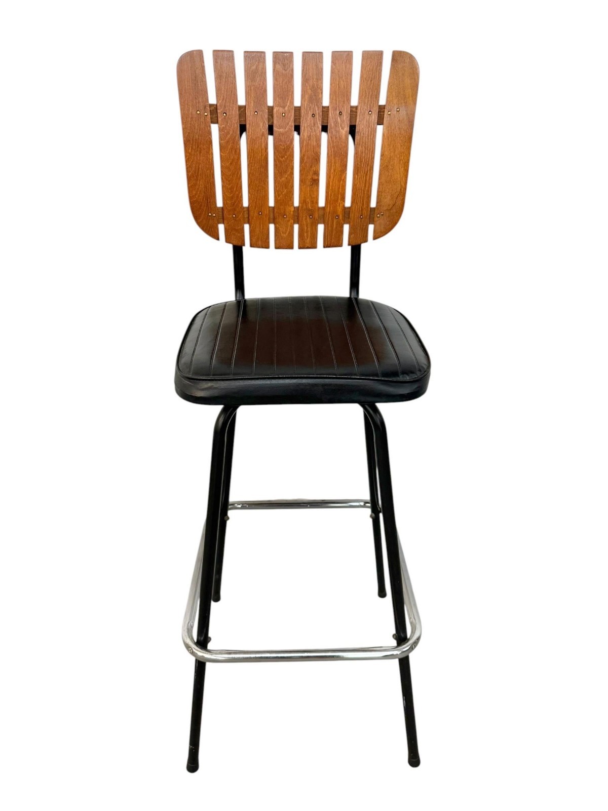 Mid-Century Modern Umanoff Style Slatted Bar Stools - Set of 4 - Image 3