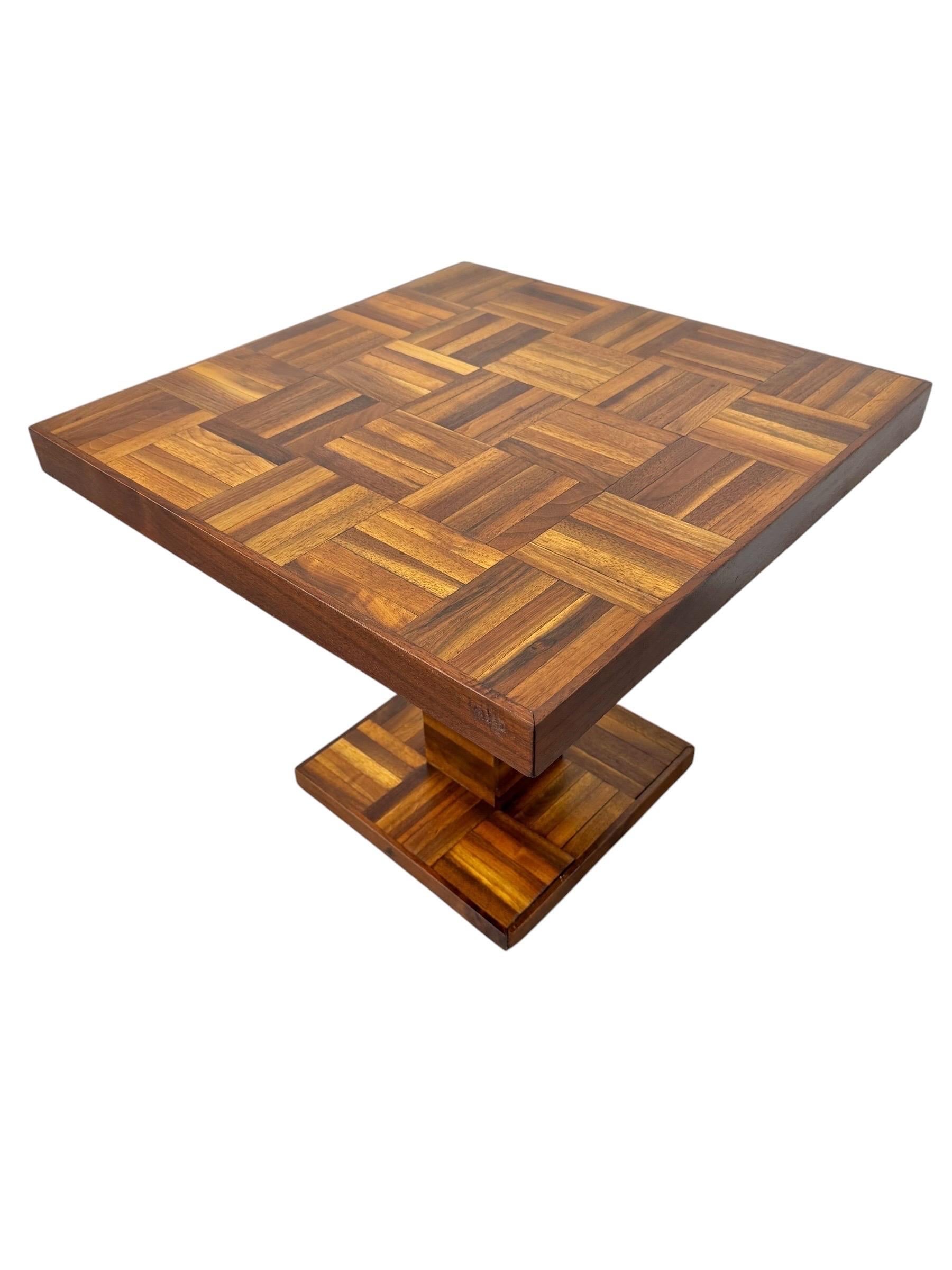 Mid-Century Modern Butcher Block Parquet Side Table - Image 2