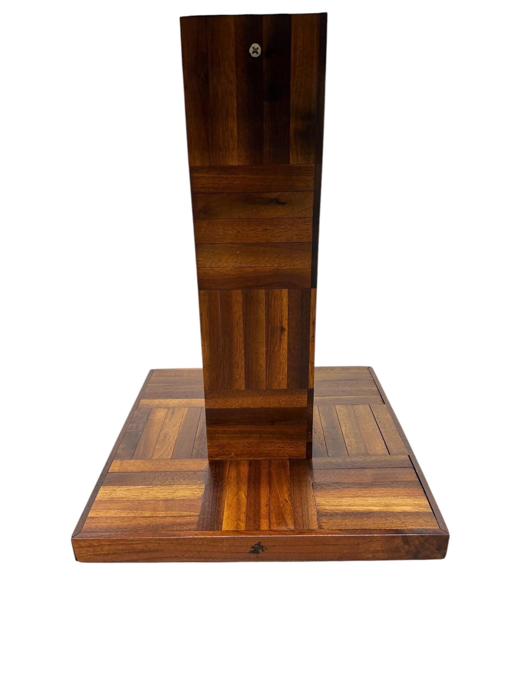 Mid-Century Modern Butcher Block Parquet Side Table - Image 5