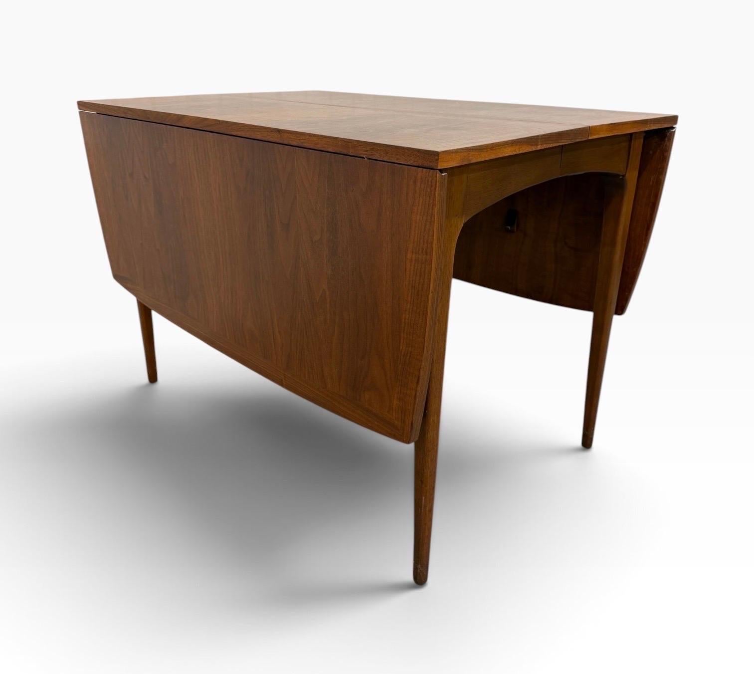 Mid-Century Modern Lane Rhythm Drop-Leaf Walnut Dining Table W/Leaves - Image 3