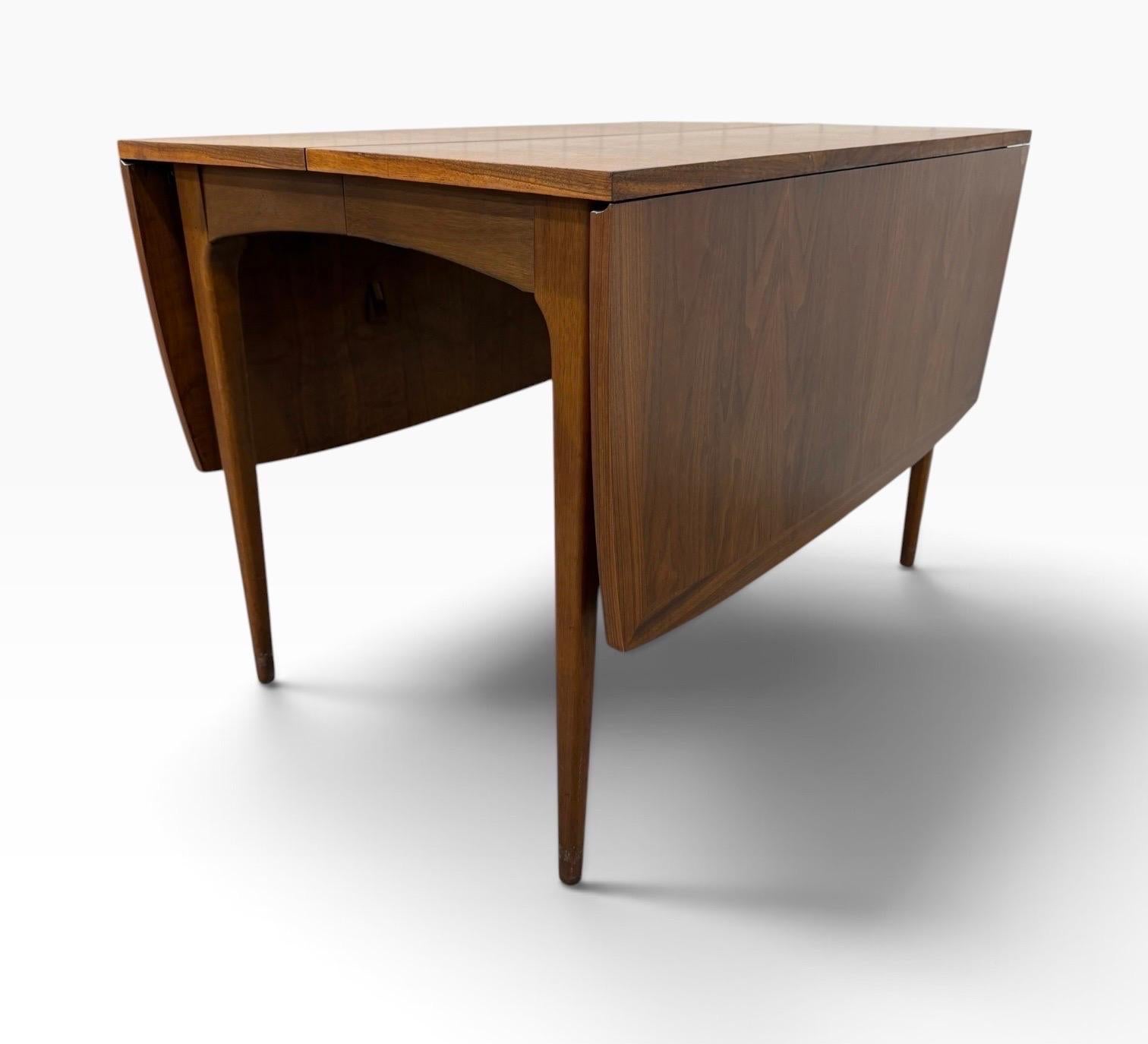 Mid-Century Modern Lane Rhythm Drop-Leaf Walnut Dining Table W/Leaves - Image 4