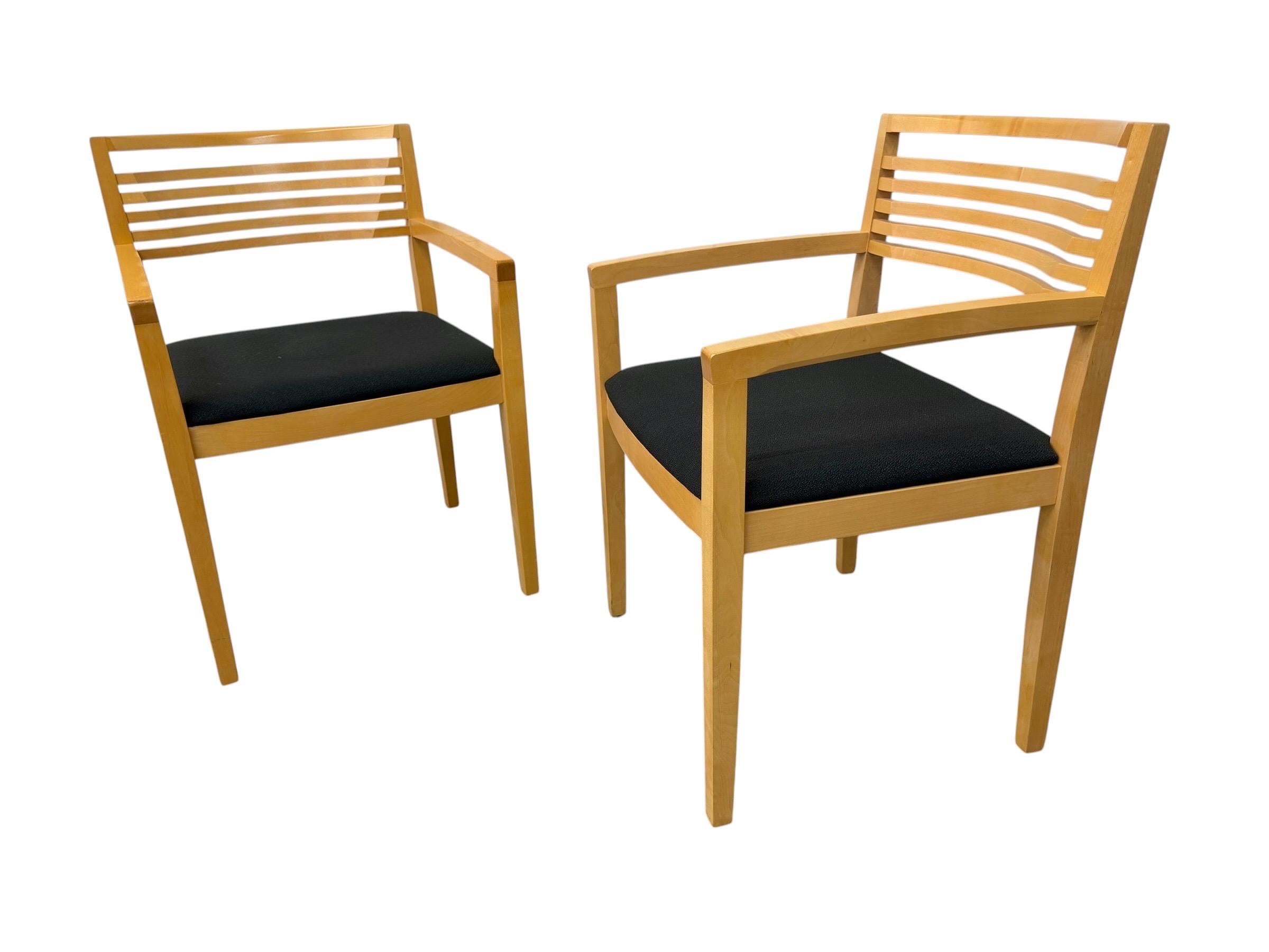 Vintage 1990's Knoll Solid Wood Arm Chairs - Set of 2 - Image 3
