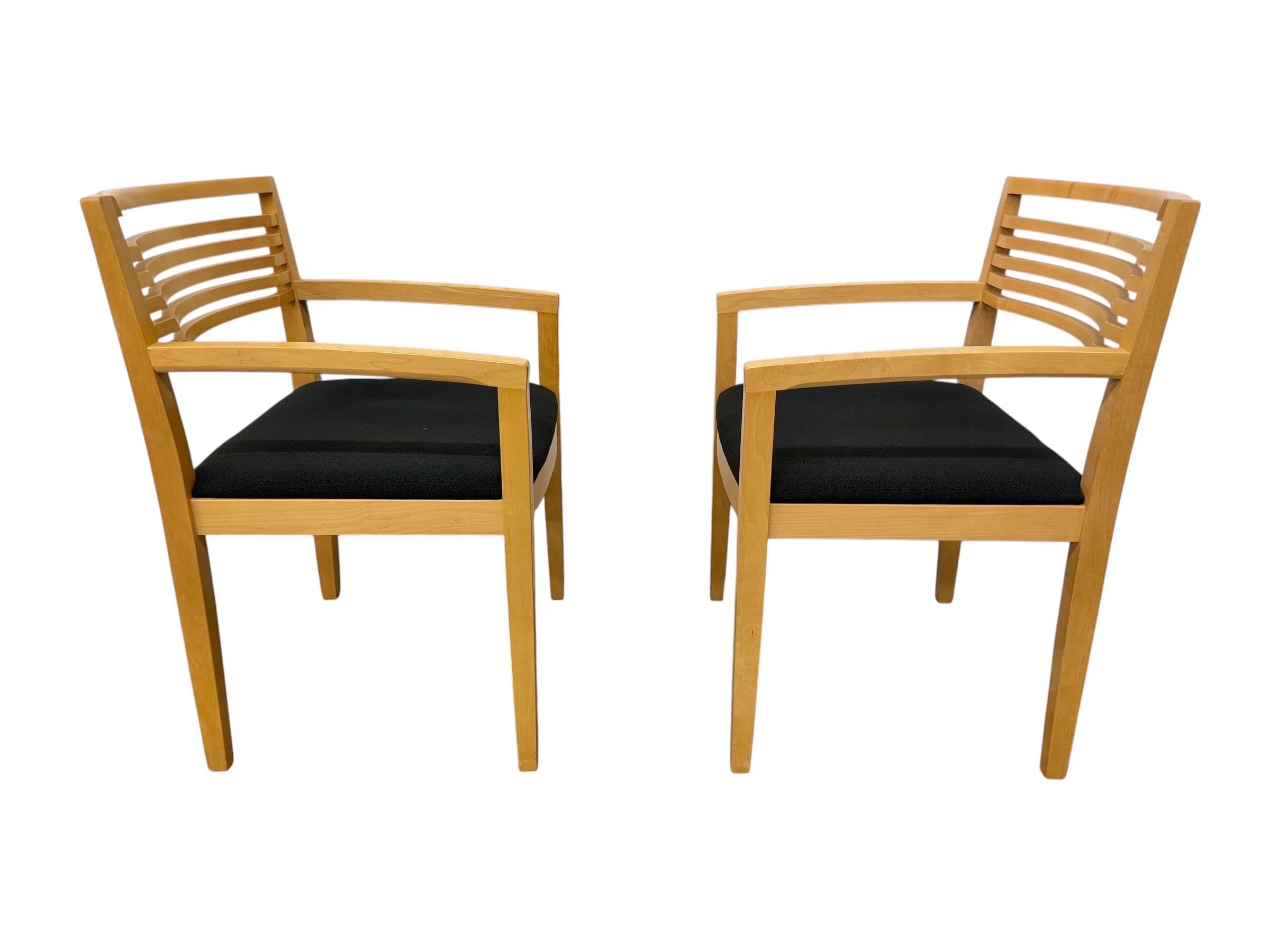 Vintage 1990's Knoll Solid Wood Arm Chairs - Set of 2 - Image 4