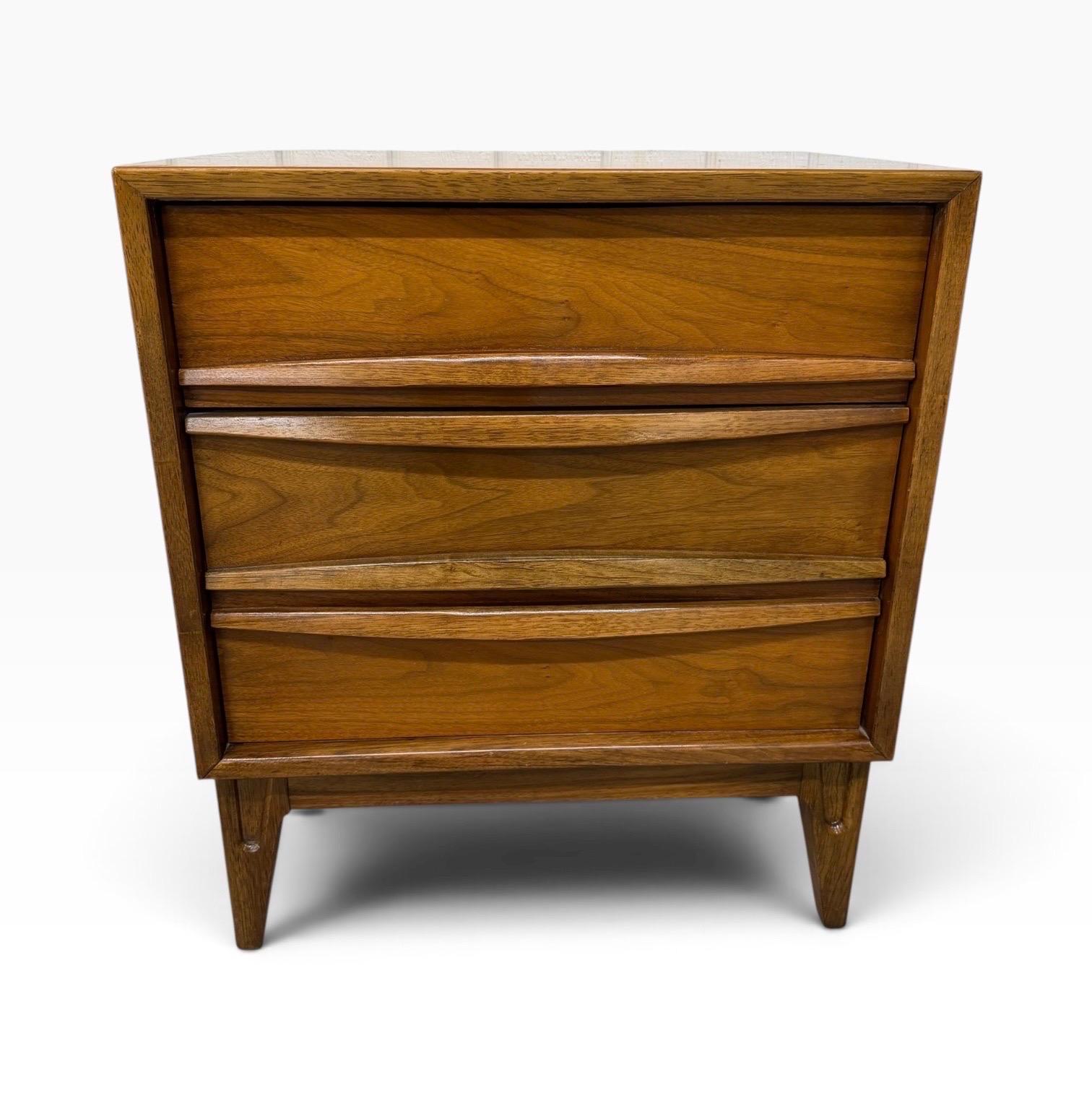 Mid-Century Modern 3-Drawer Walnut Nightstands - Set of 2 - Image 7