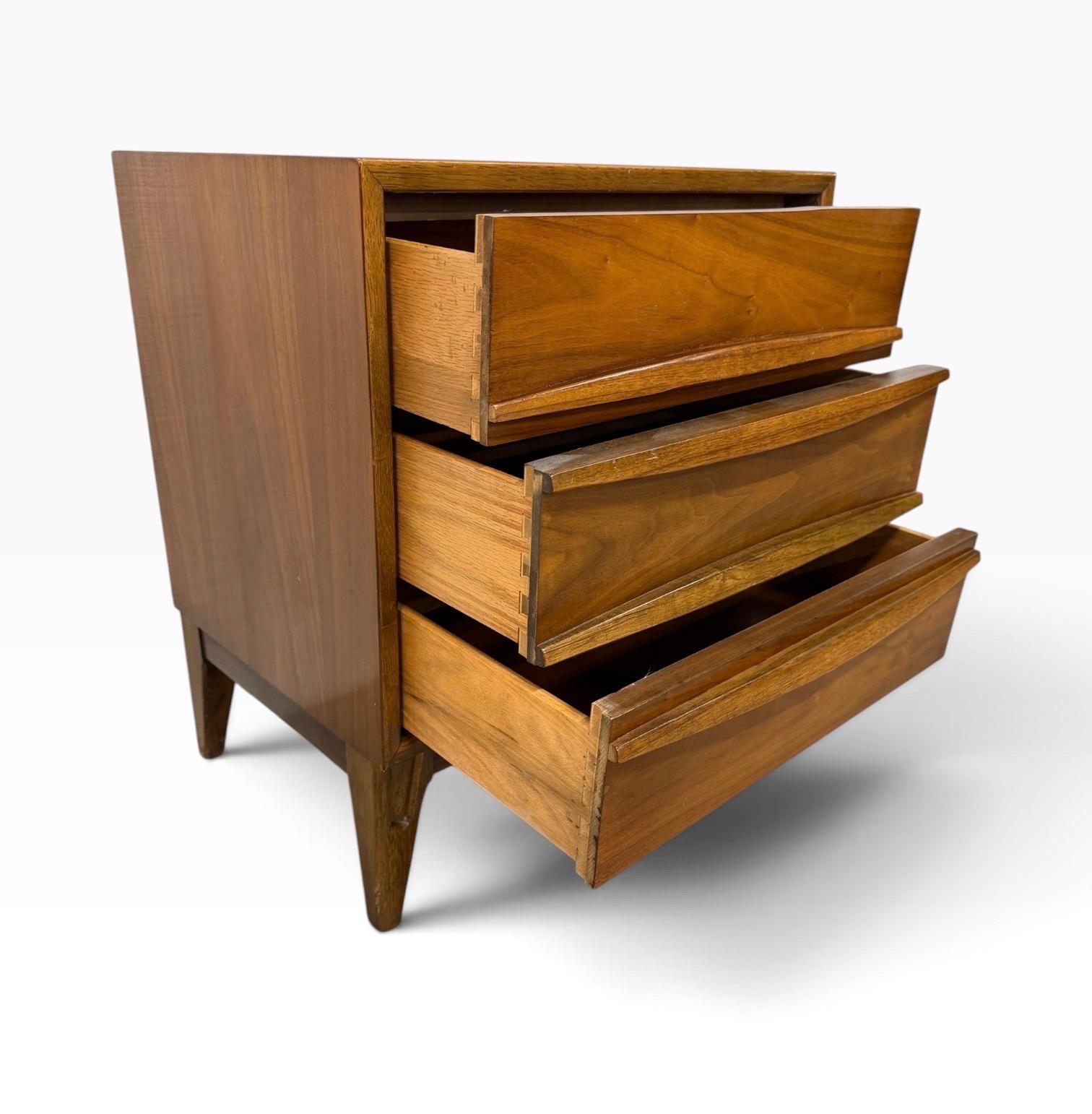 Mid-Century Modern 3-Drawer Walnut Nightstands - Set of 2 - Image 9