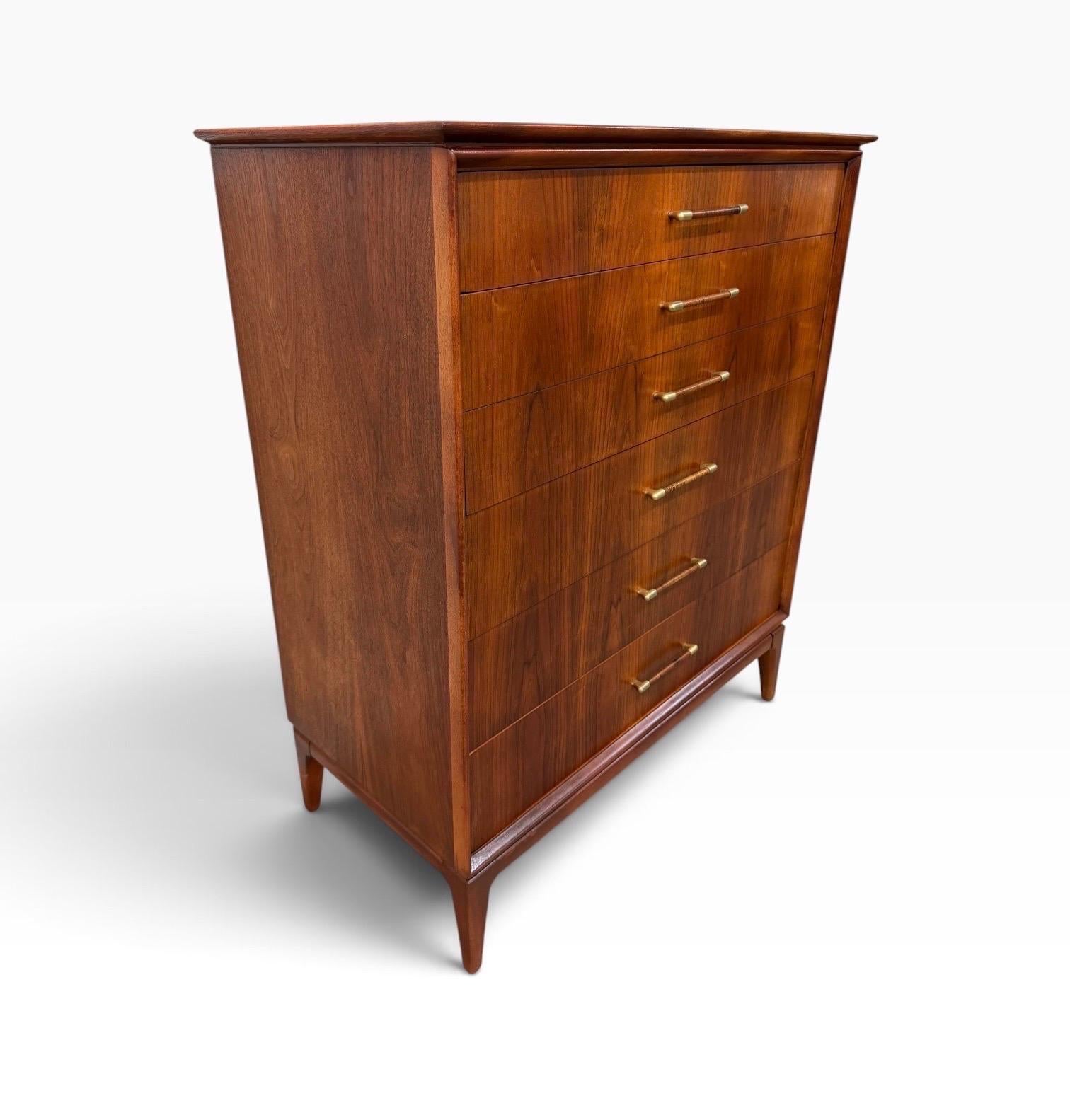 Mid-Century Modern 5-Drawer Walnut High Chest - Refinished! - Image 2