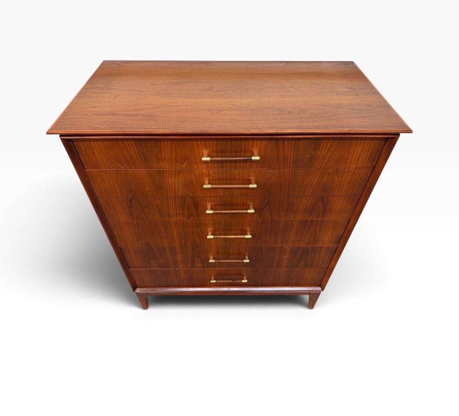 Mid-Century Modern 5-Drawer Walnut High Chest - Refinished! - Image 4