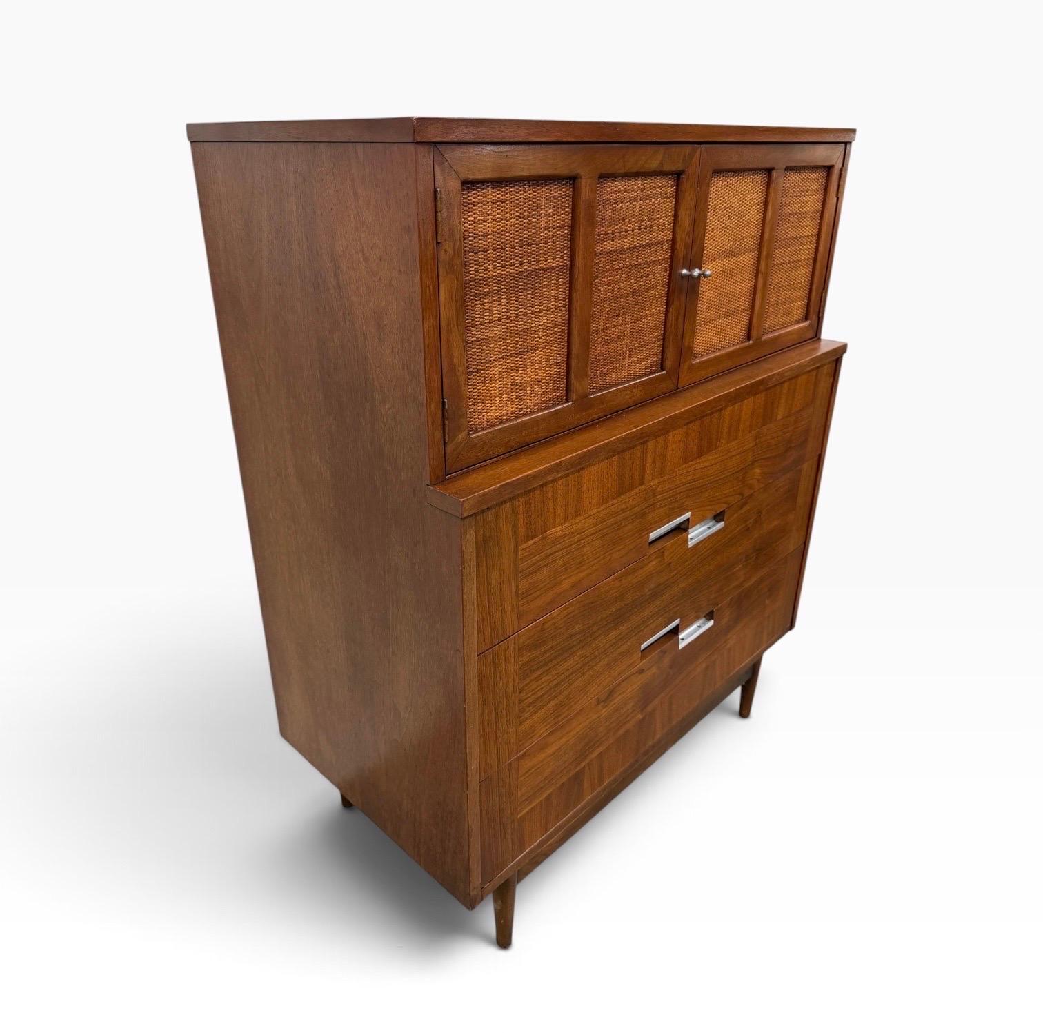 Mid-Century Modern American of Martinsville Accord Walnut High Chest - Image 2
