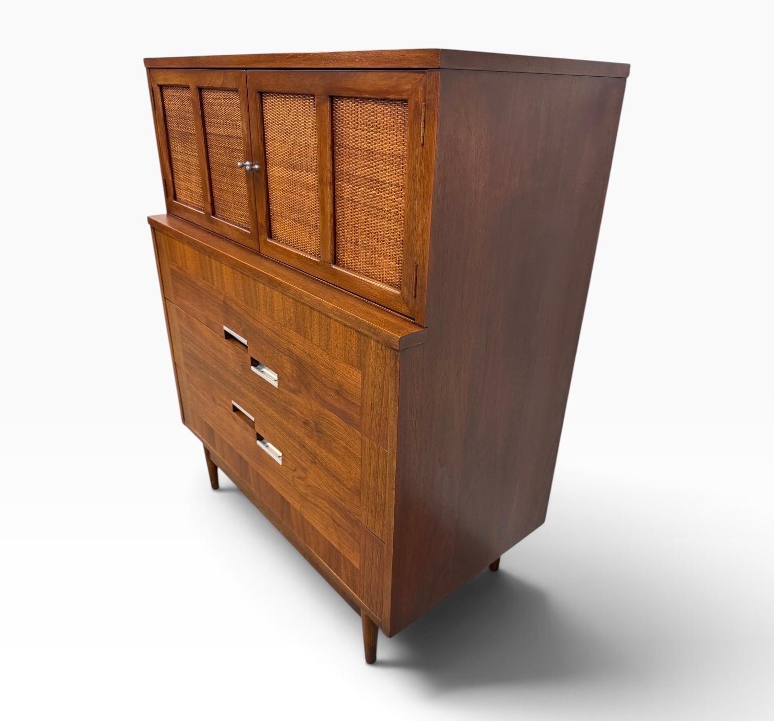 Mid-Century Modern American of Martinsville Accord Walnut High Chest - Image 3