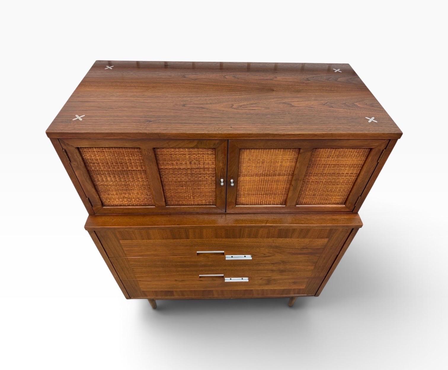 Mid-Century Modern American of Martinsville Accord Walnut High Chest - Image 5