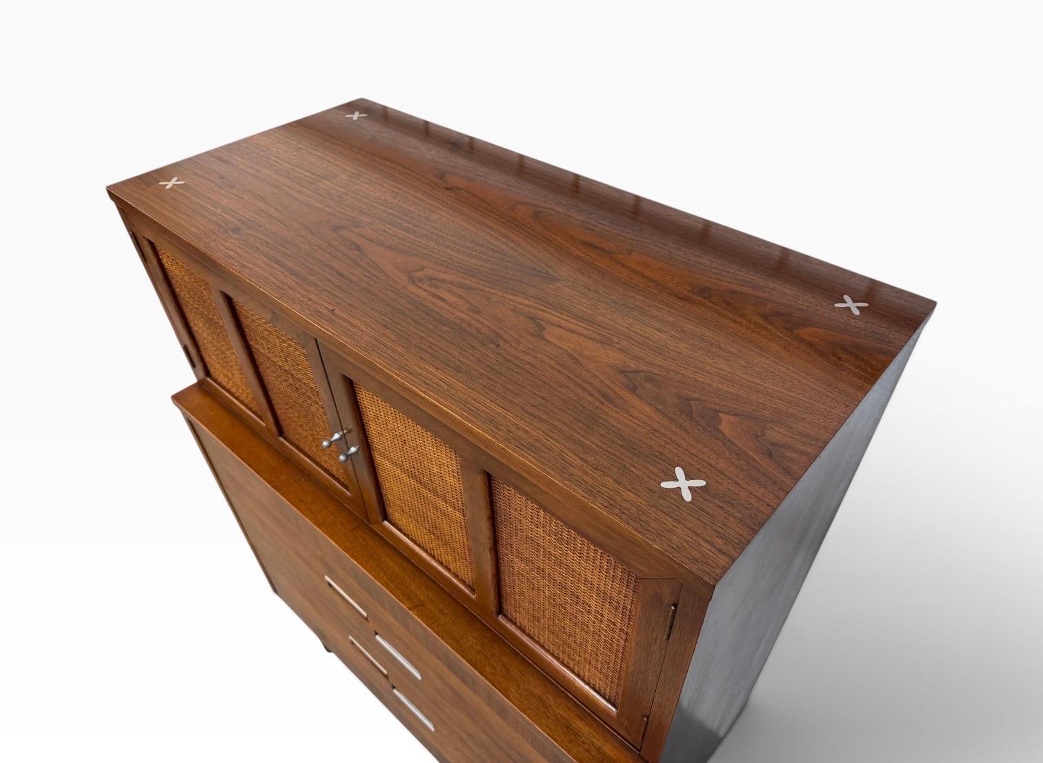 Mid-Century Modern American of Martinsville Accord Walnut High Chest - Image 6
