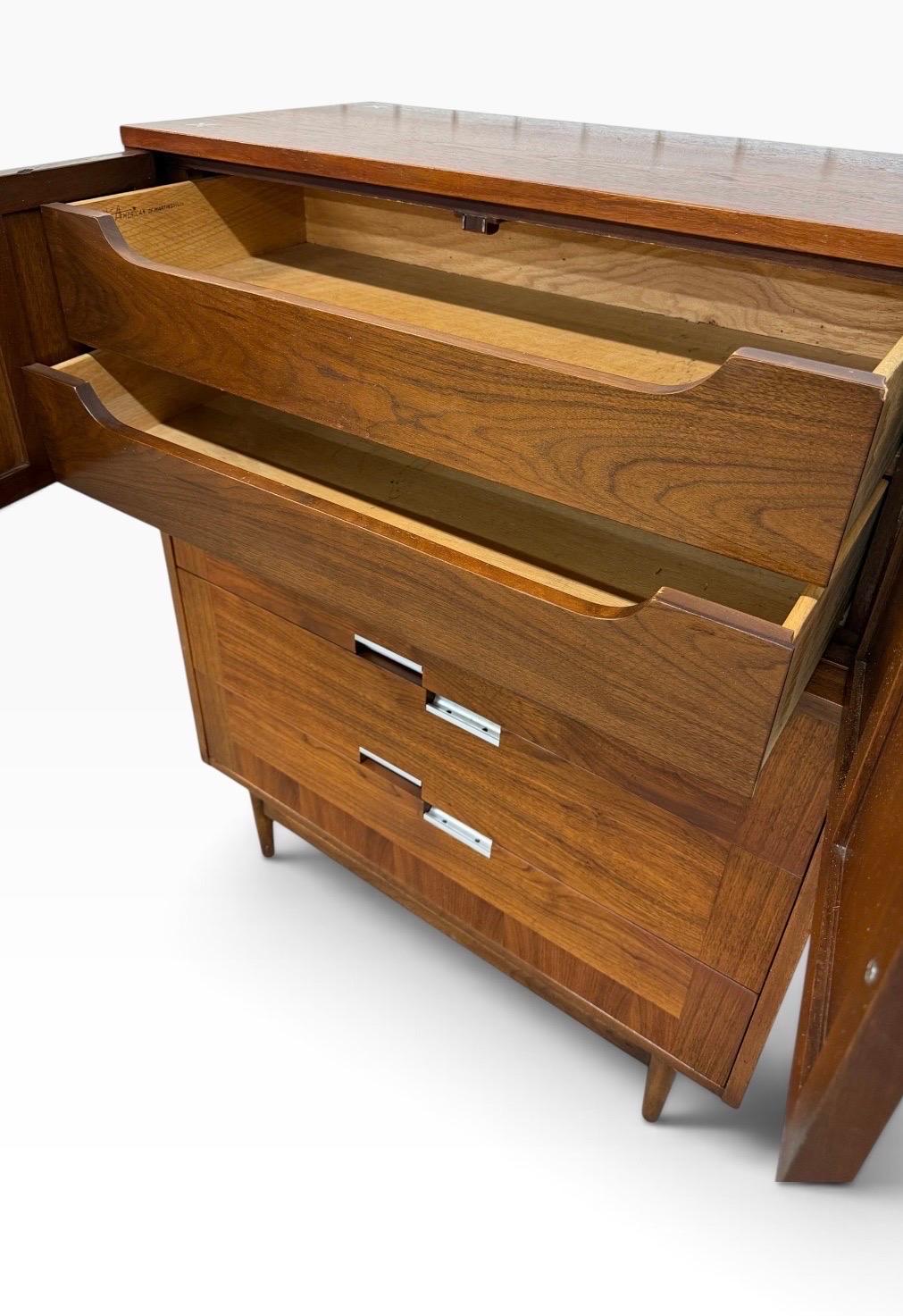 Mid-Century Modern American of Martinsville Accord Walnut High Chest - Image 8