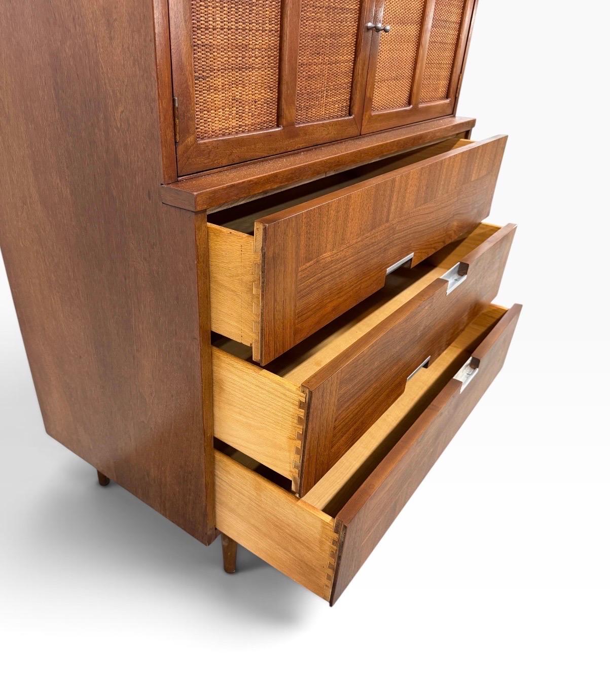 Mid-Century Modern American of Martinsville Accord Walnut High Chest - Image 9