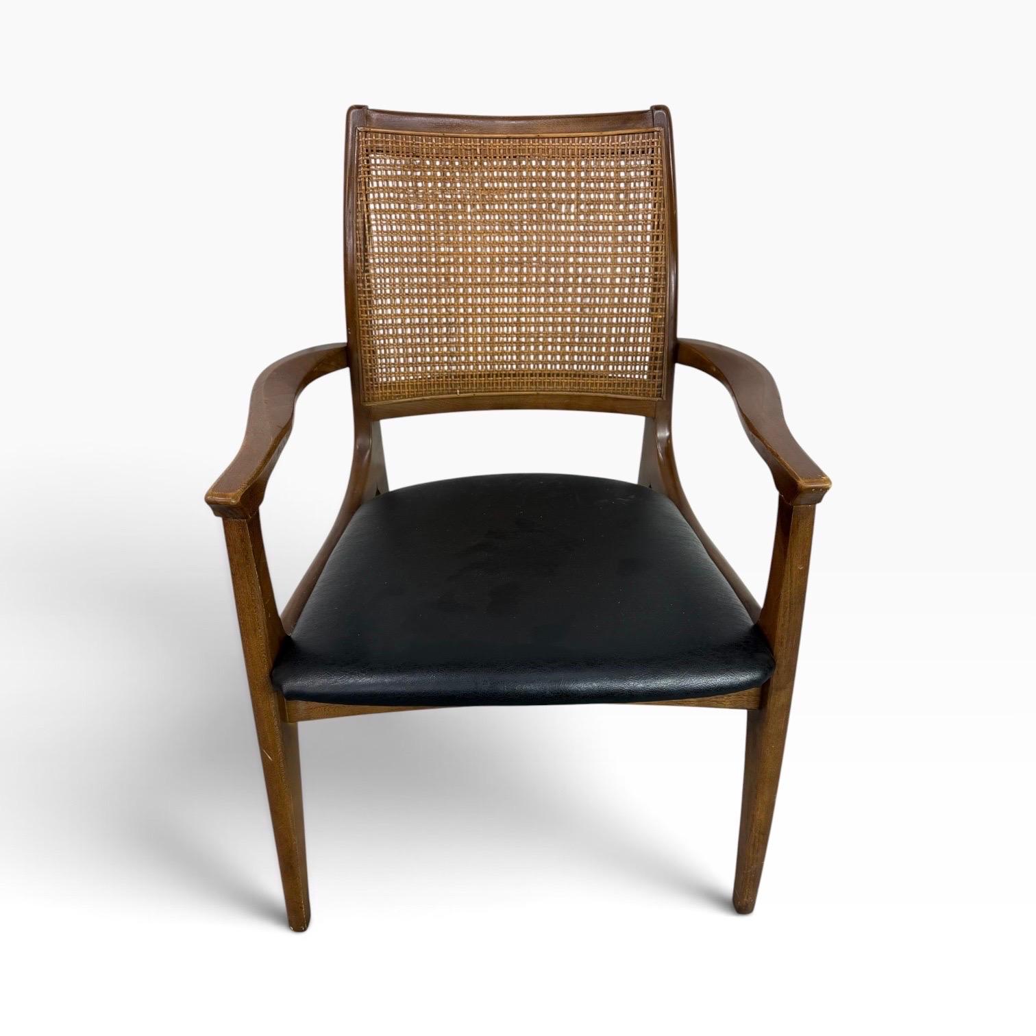 Mid-Century Modern Cane Back Walnut Dining Chairs - Set of 6 - Image 4