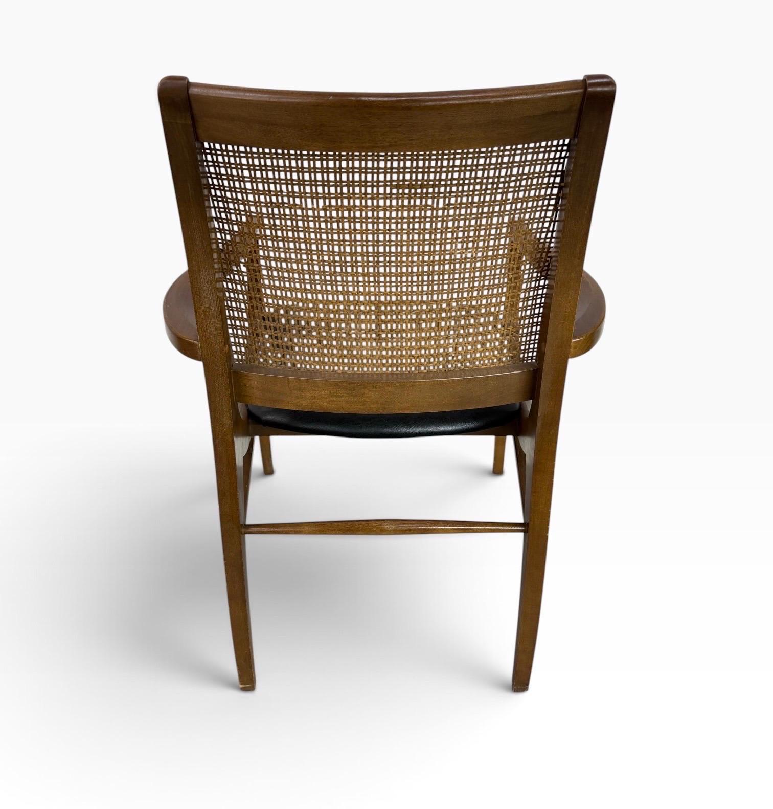 Mid-Century Modern Cane Back Walnut Dining Chairs - Set of 6 - Image 6
