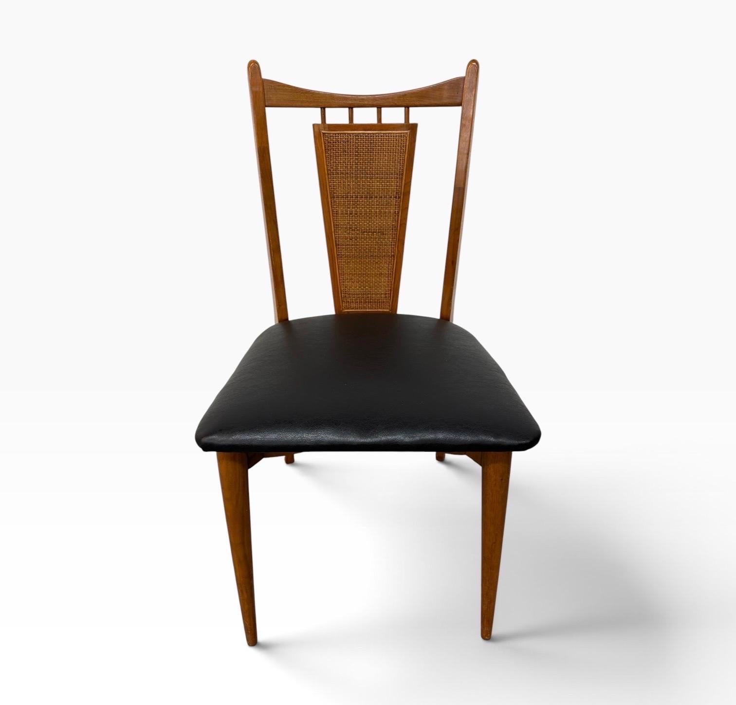 Mid-Century Modern Walnut Cane Back Dining Chairs - Set of 6 - Image 4