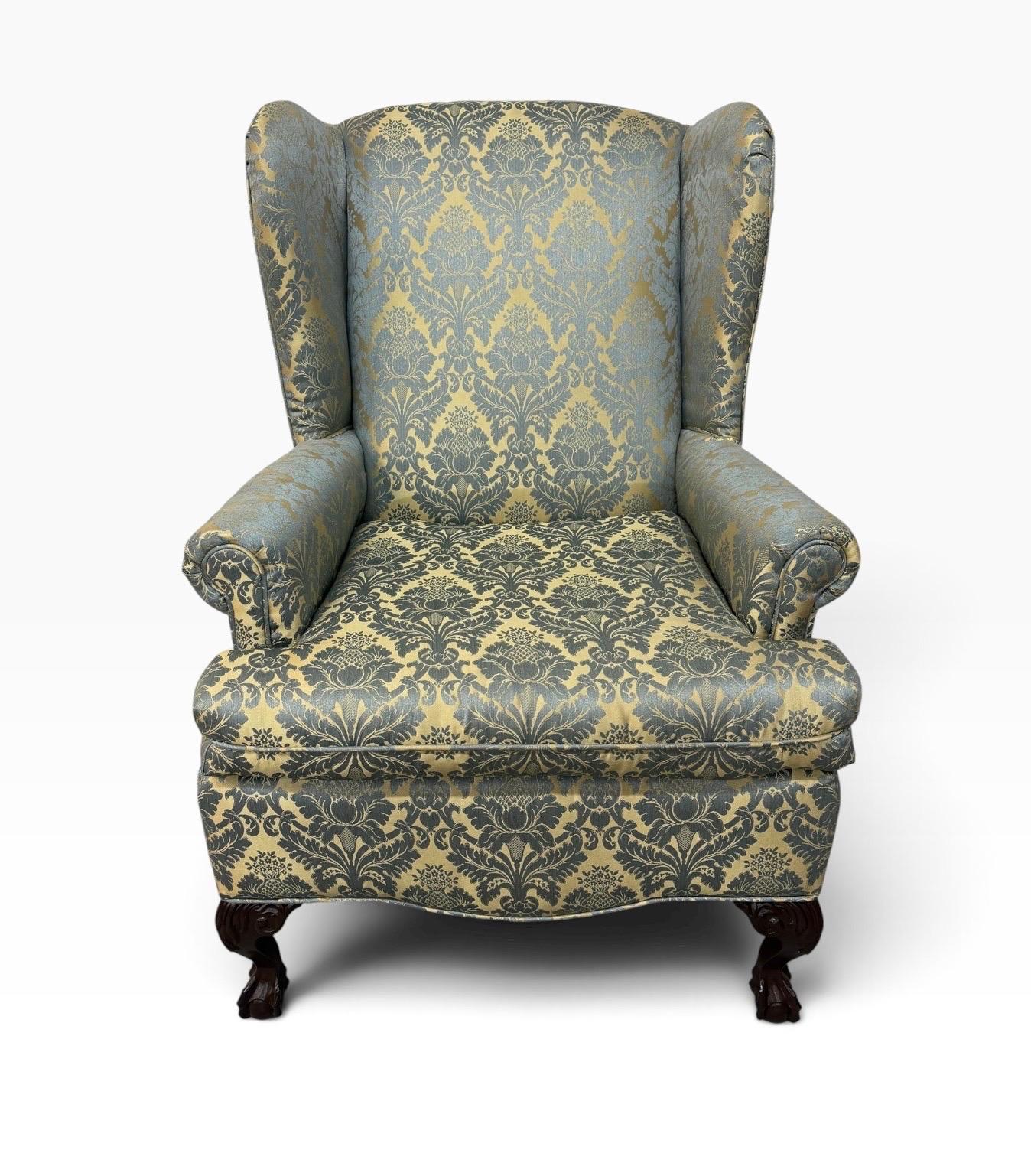 Antique Chippendale Mahogany Ball & Claw Upholstered Arm Chairs - Set of 2 - Image 4