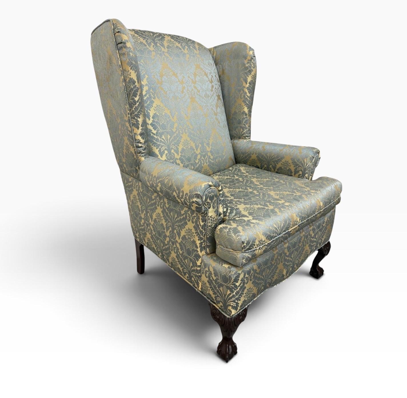 Antique Chippendale Mahogany Ball & Claw Upholstered Arm Chairs - Set of 2 - Image 5