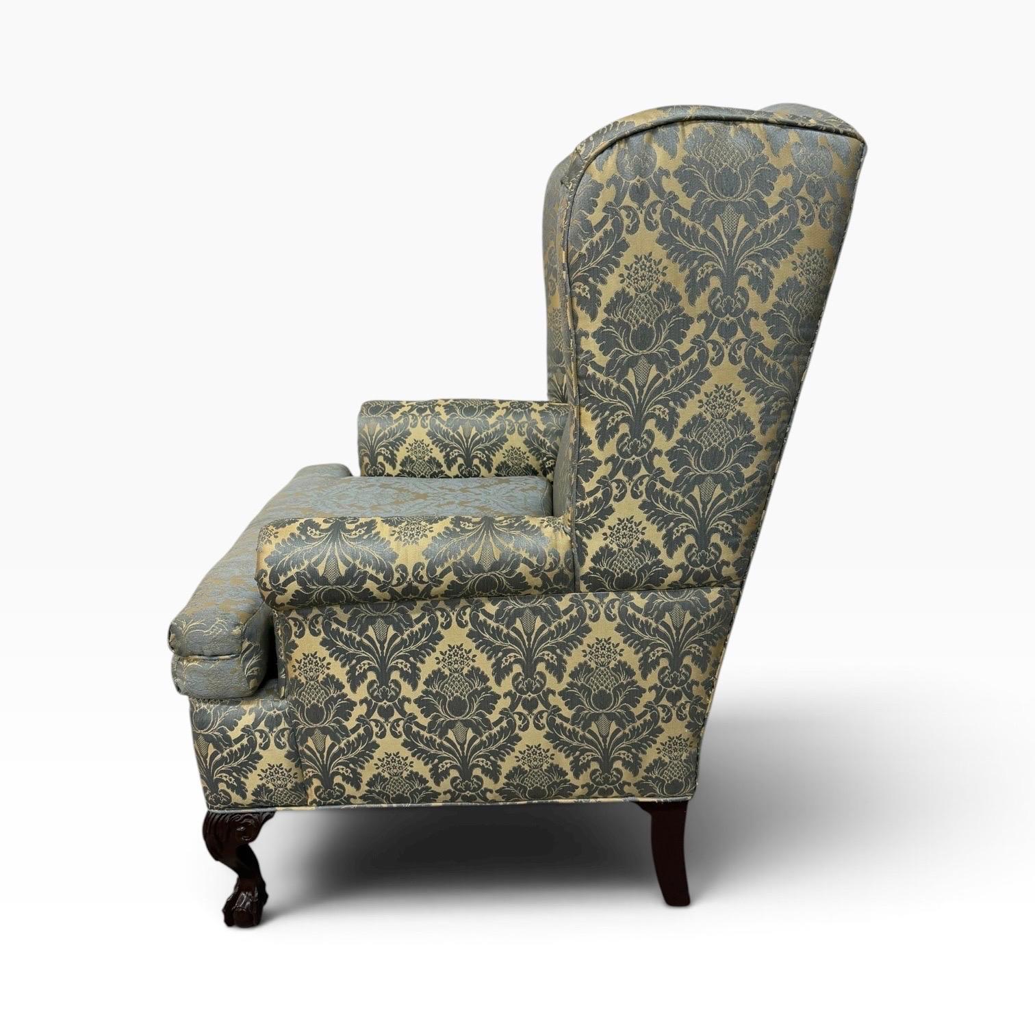 Antique Chippendale Mahogany Ball & Claw Upholstered Arm Chairs - Set of 2 - Image 6