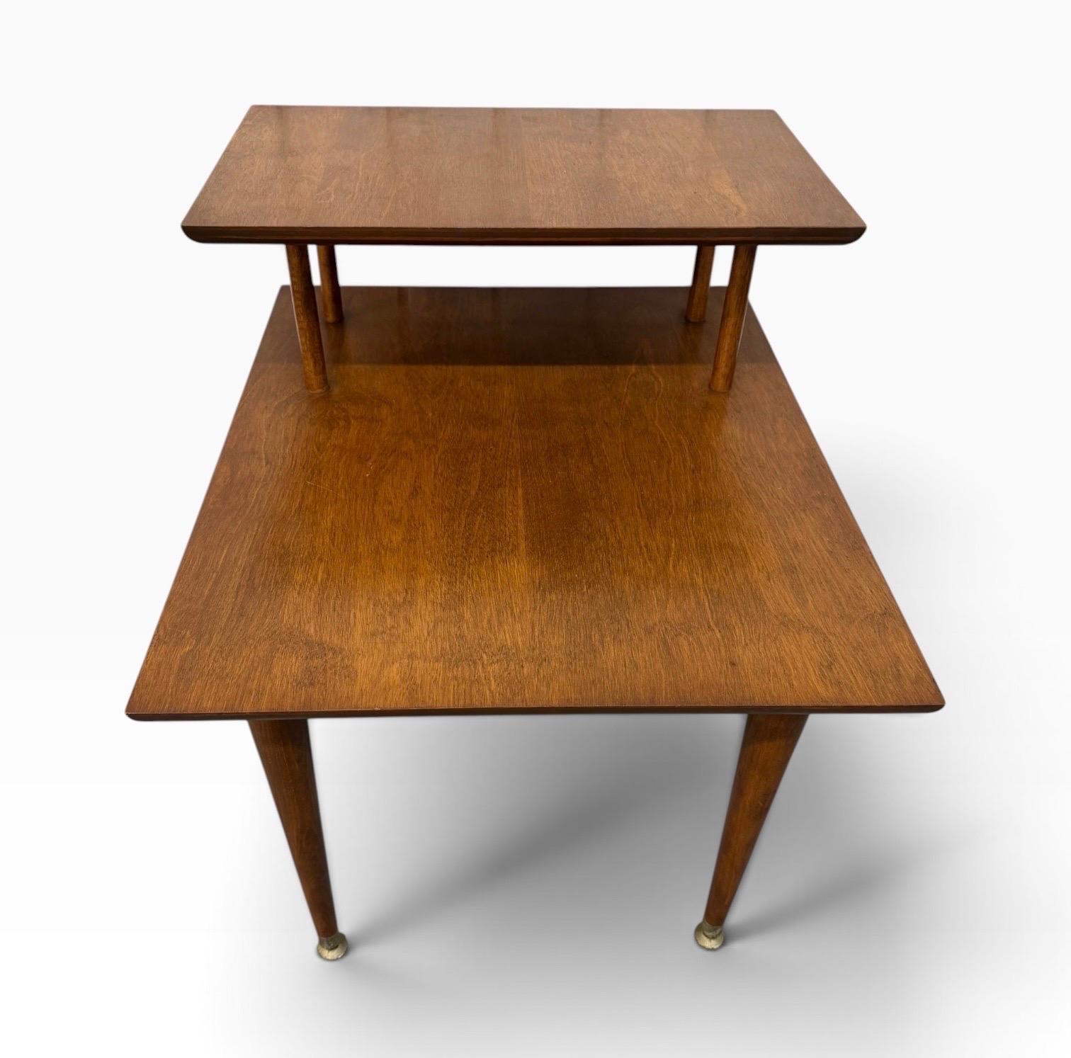 Mid-Century Modern Walnut Step Side Tables - Set of 2 - Image 4