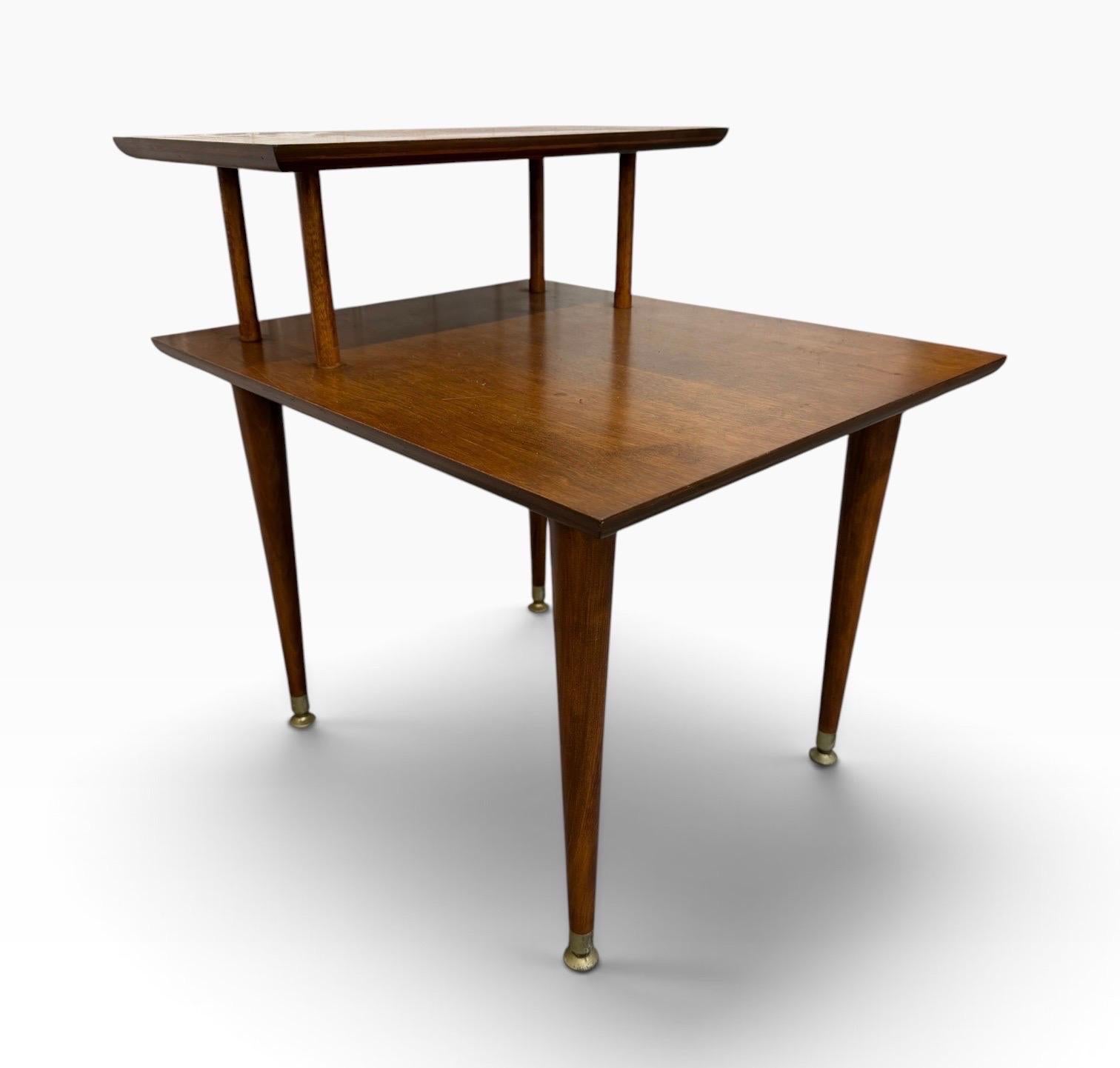Mid-Century Modern Walnut Step Side Tables - Set of 2 - Image 6