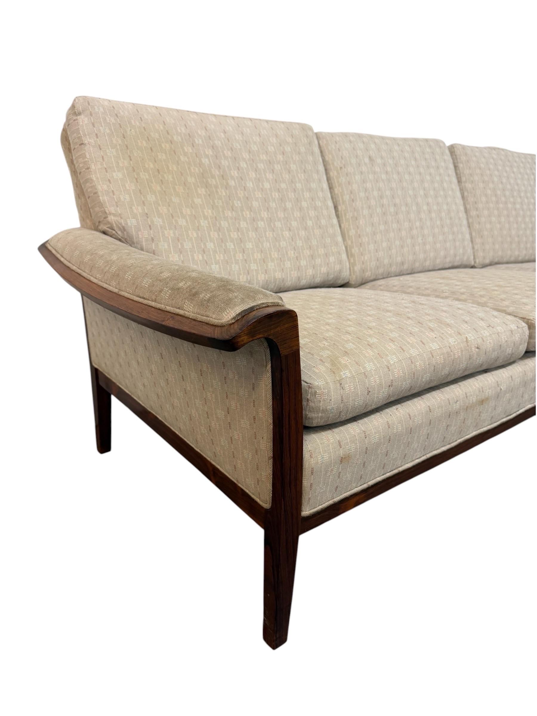 Mid-Century Danish Modern Rosewood Upholstered Sofa - Image 2