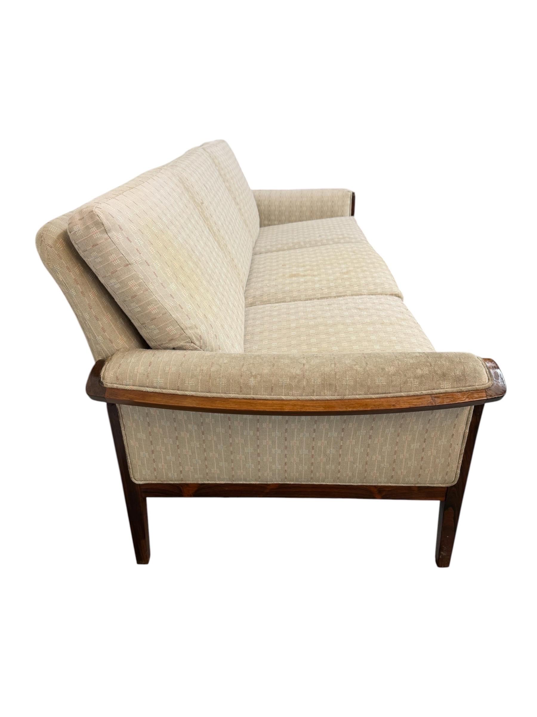 Mid-Century Danish Modern Rosewood Upholstered Sofa - Image 3