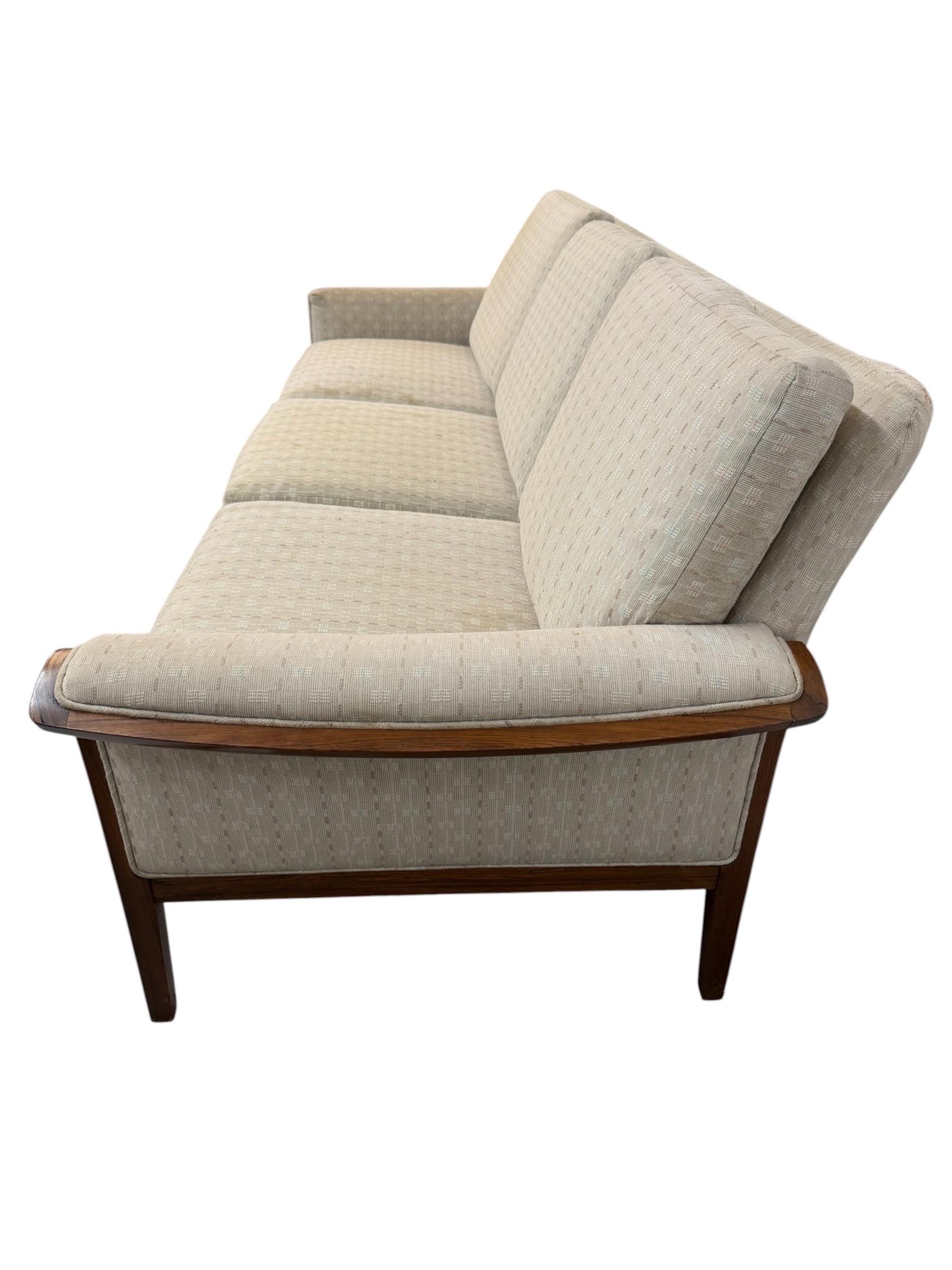Mid-Century Danish Modern Rosewood Upholstered Sofa - Image 5