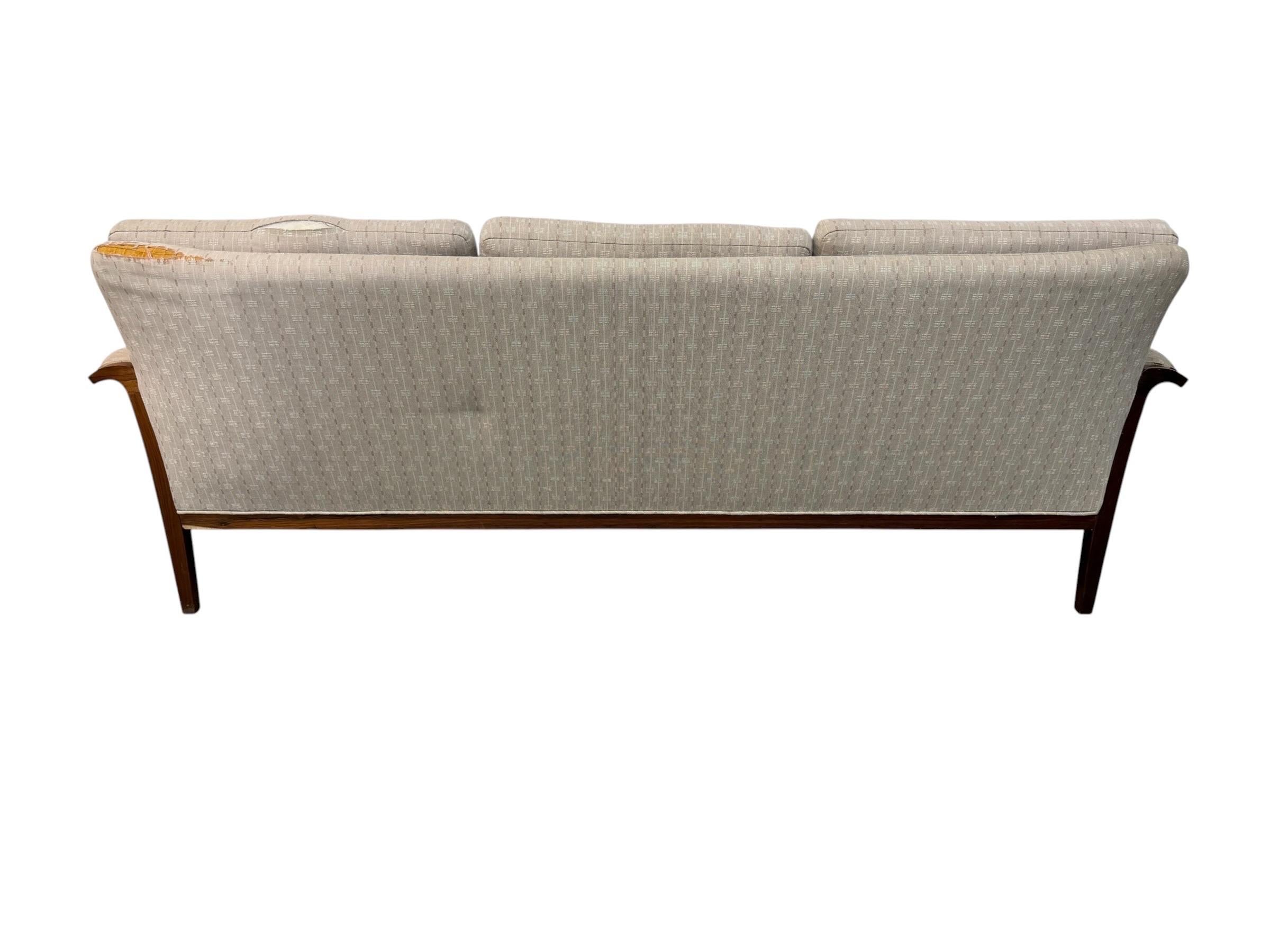 Mid-Century Danish Modern Rosewood Upholstered Sofa - Image 6