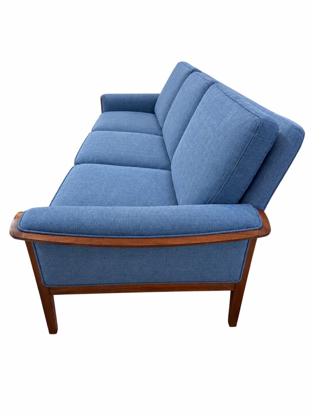 Mid-Century Danish Modern Rosewood Upholstered Sofa - Image 9