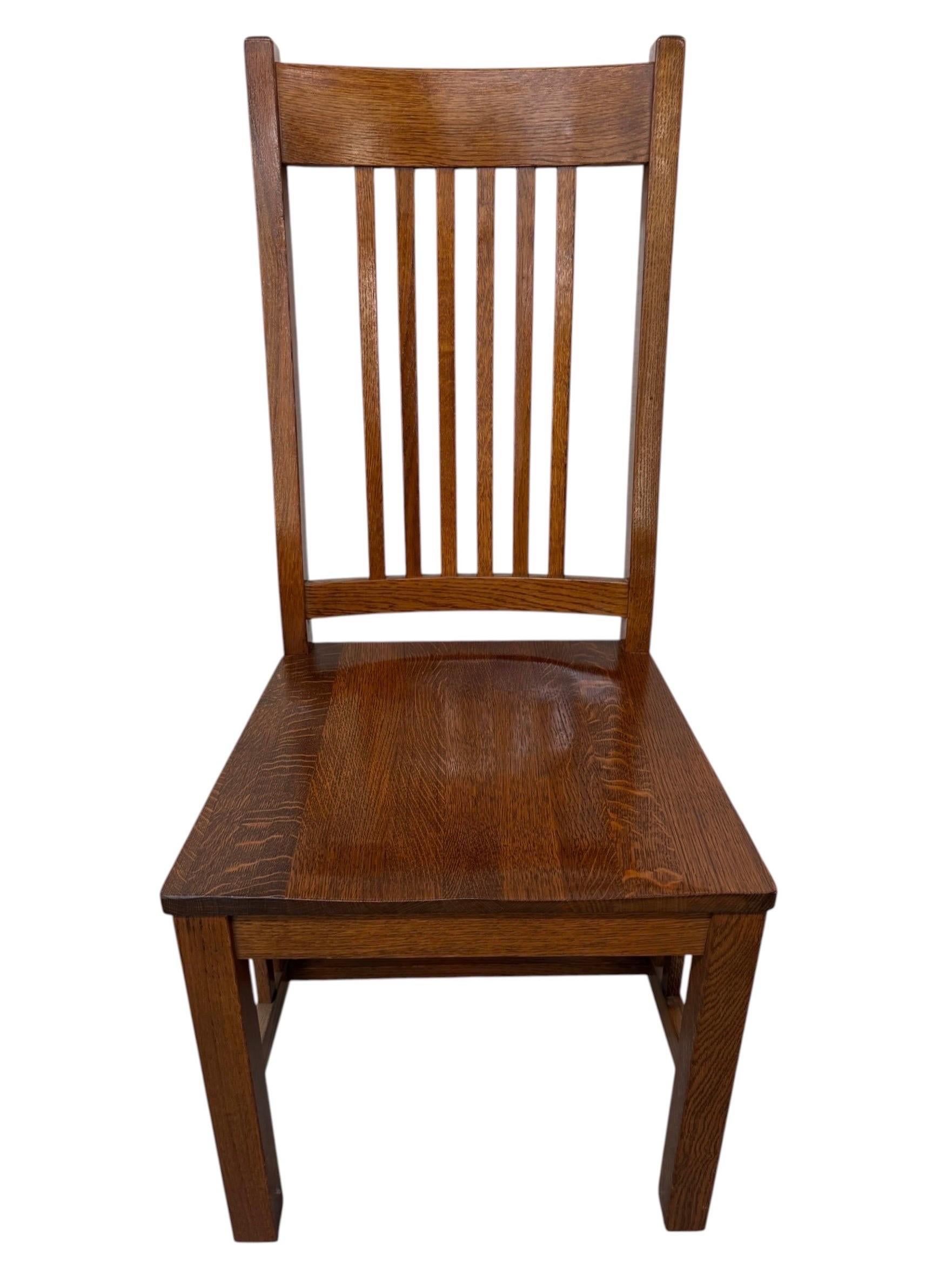 Vintage Stickley Style Mission Oak Dining Chairs - Set of 6 - Image 5