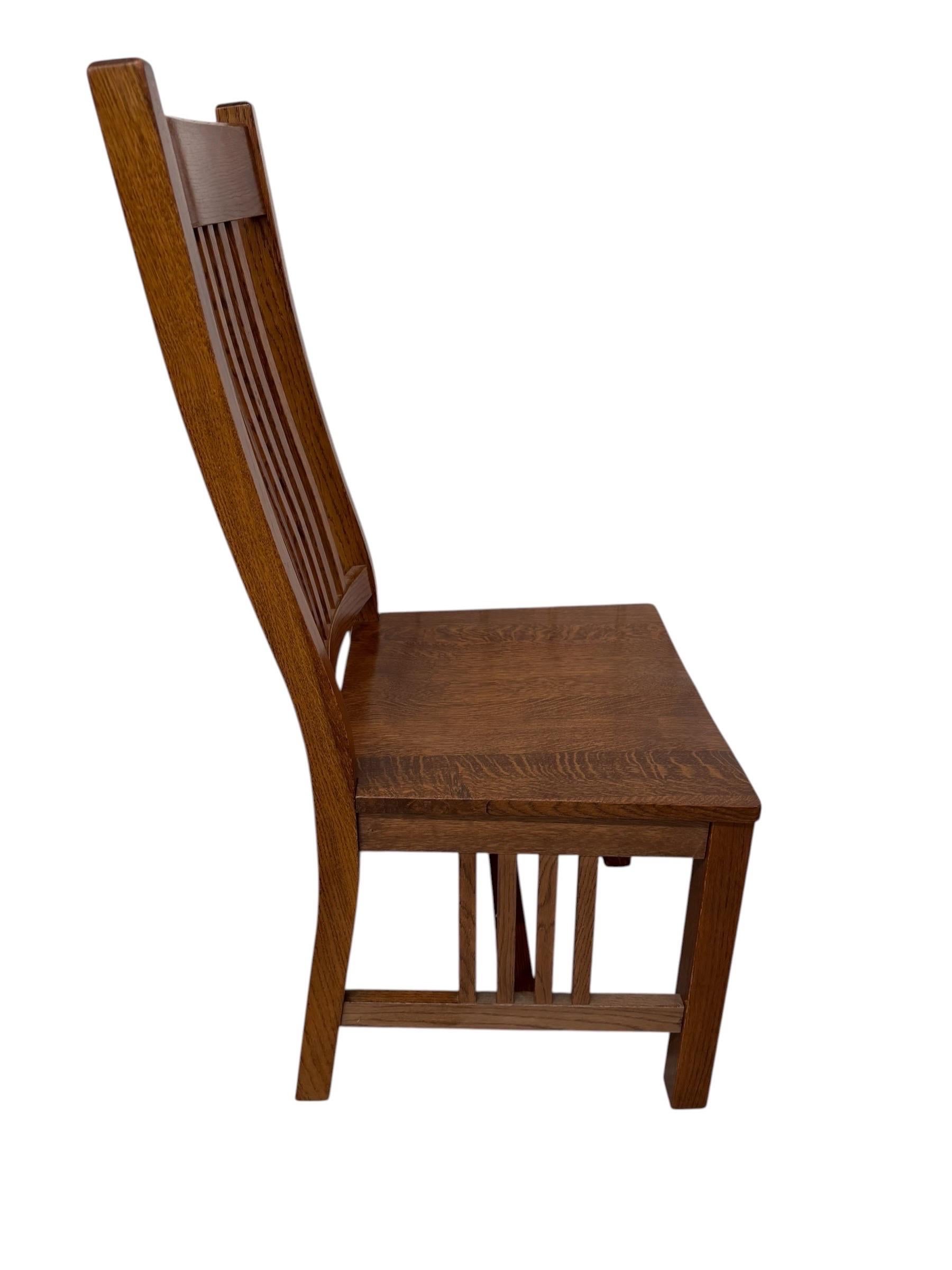 Vintage Stickley Style Mission Oak Dining Chairs - Set of 6 - Image 6