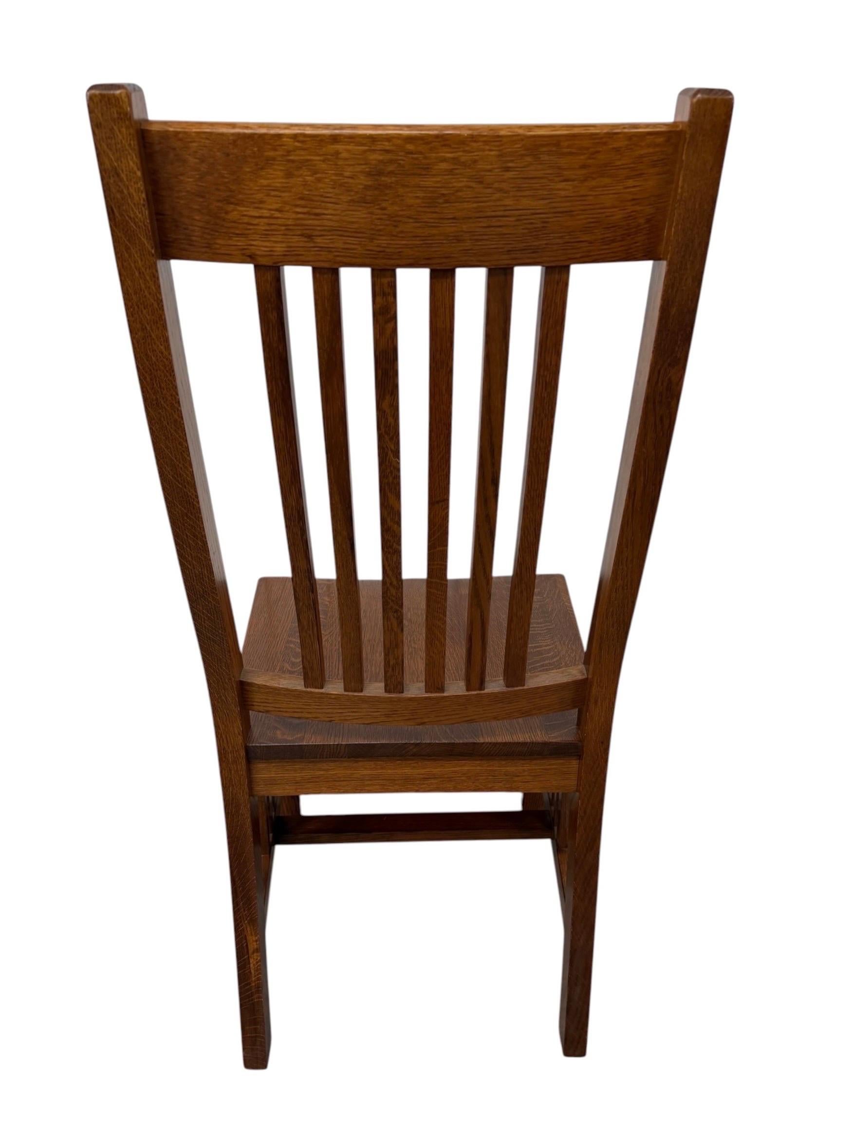Vintage Stickley Style Mission Oak Dining Chairs - Set of 6 - Image 7
