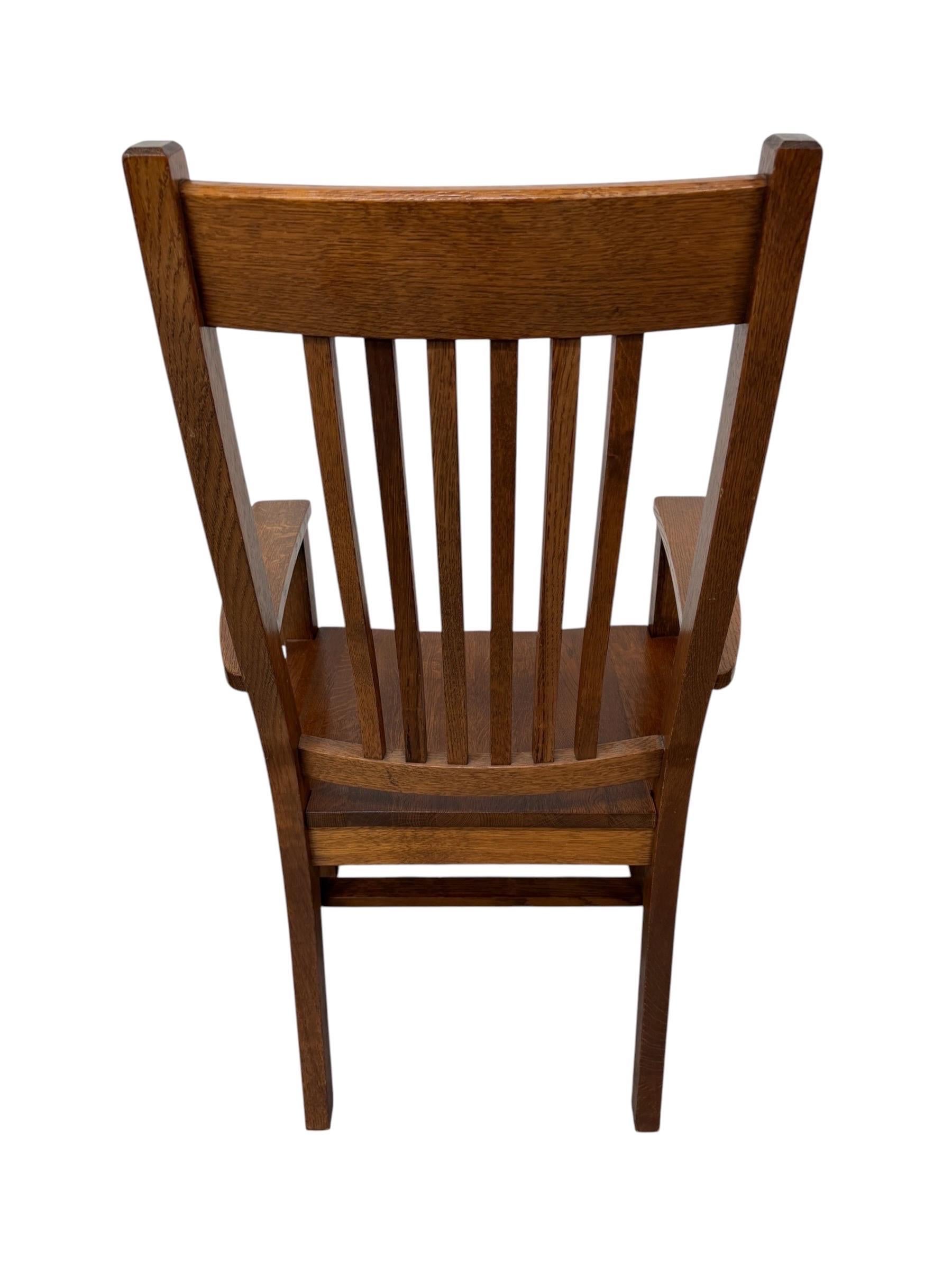 Vintage Stickley Style Mission Oak Dining Chairs - Set of 6 - Image 8