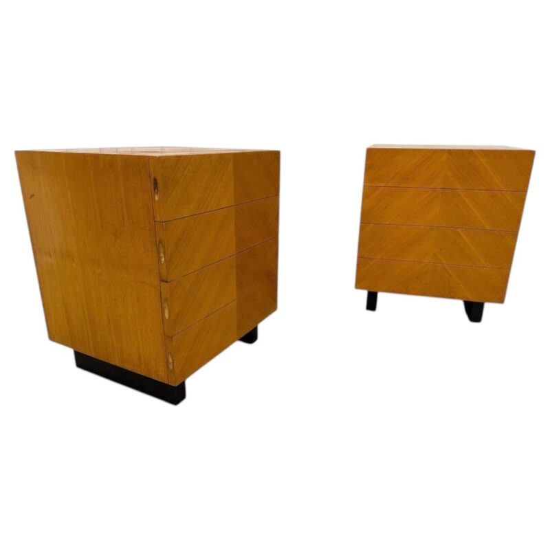 Mid-Century Modern Art Deco Style 4-Drawer Nightstands – Set of 2