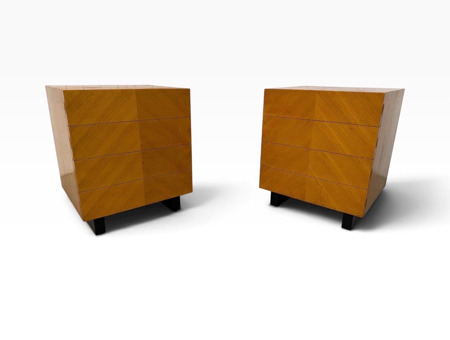 Mid-Century Modern Art Deco Style 4-Drawer Nightstands - Set of 2 - Image 2