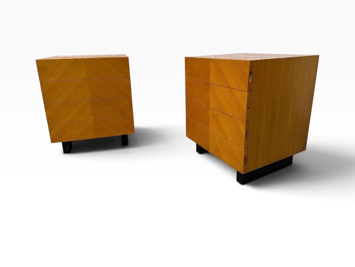 Mid-Century Modern Art Deco Style 4-Drawer Nightstands - Set of 2 - Image 3