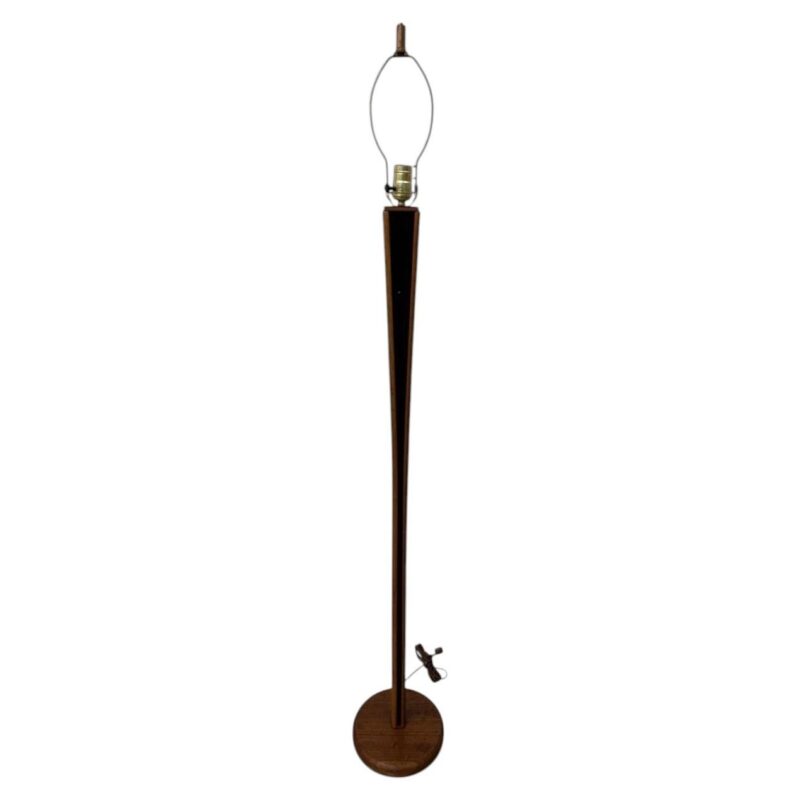 Mid-Century Danish Modern Black Accent Teak Floor Lamp