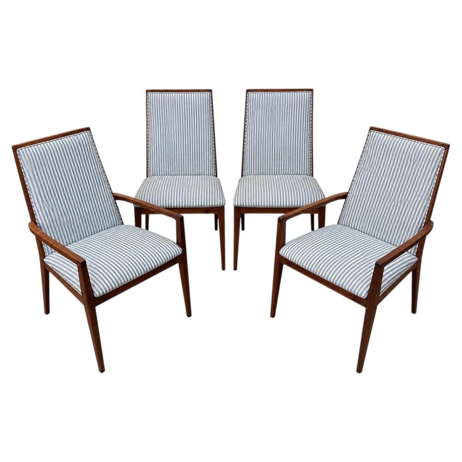 Mid-Century Modern Dillingham Walnut Dining Chairs - Set of 4
