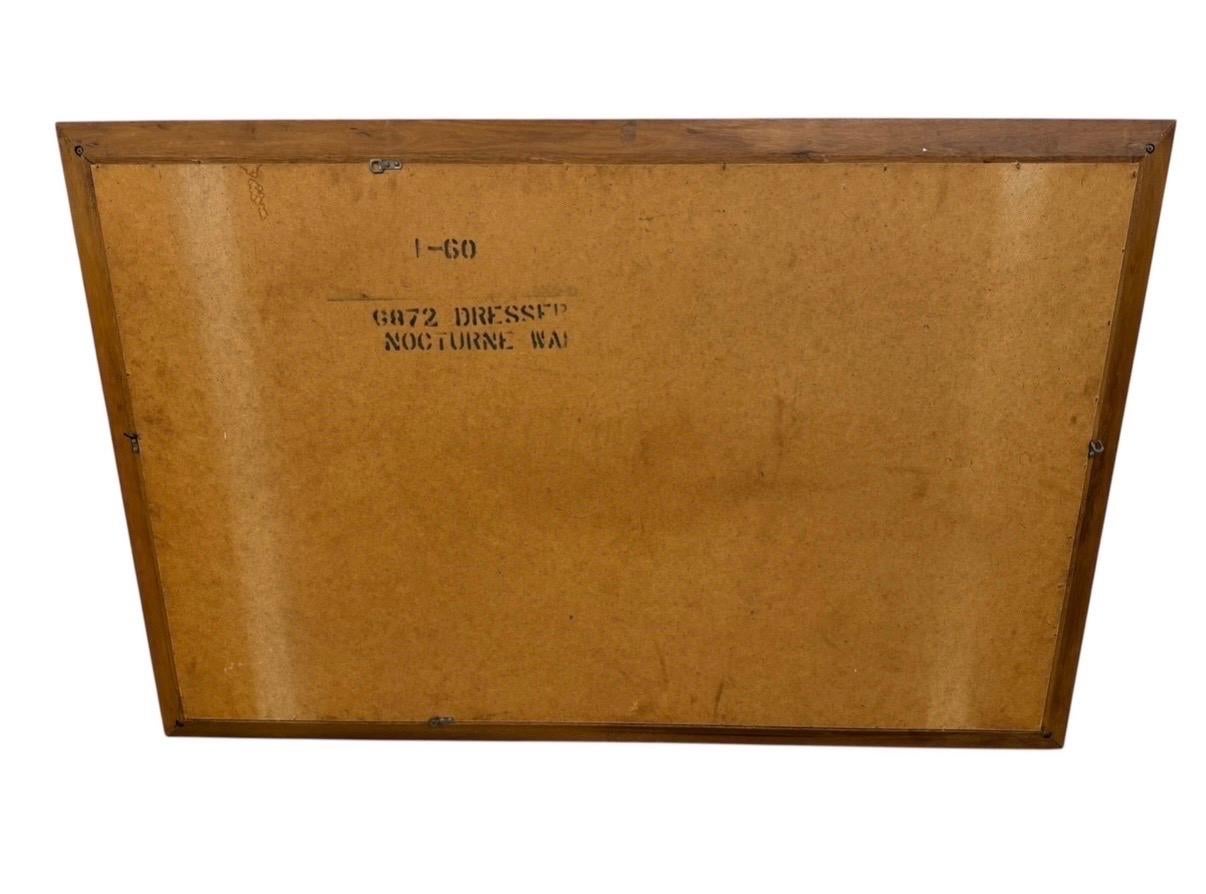 Mid-Century Modern Large Walnut & Brass Wall Mirror - Image 5