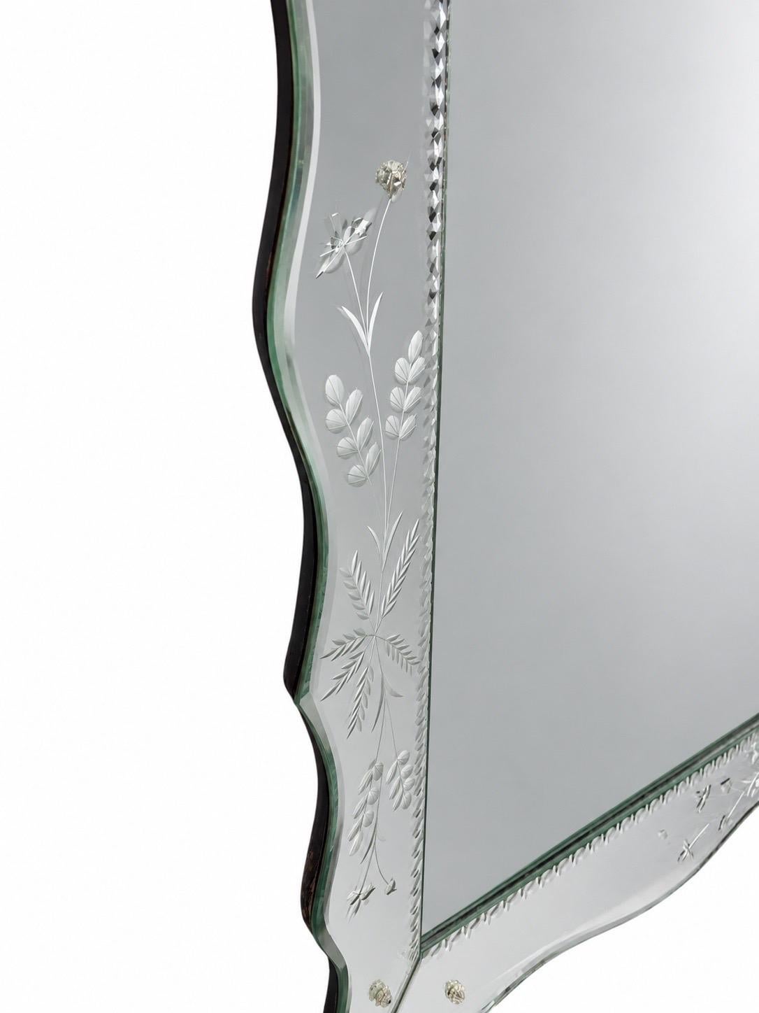 Large Vintage Venetian Style Etched Glass Wall Mirror - Image 5