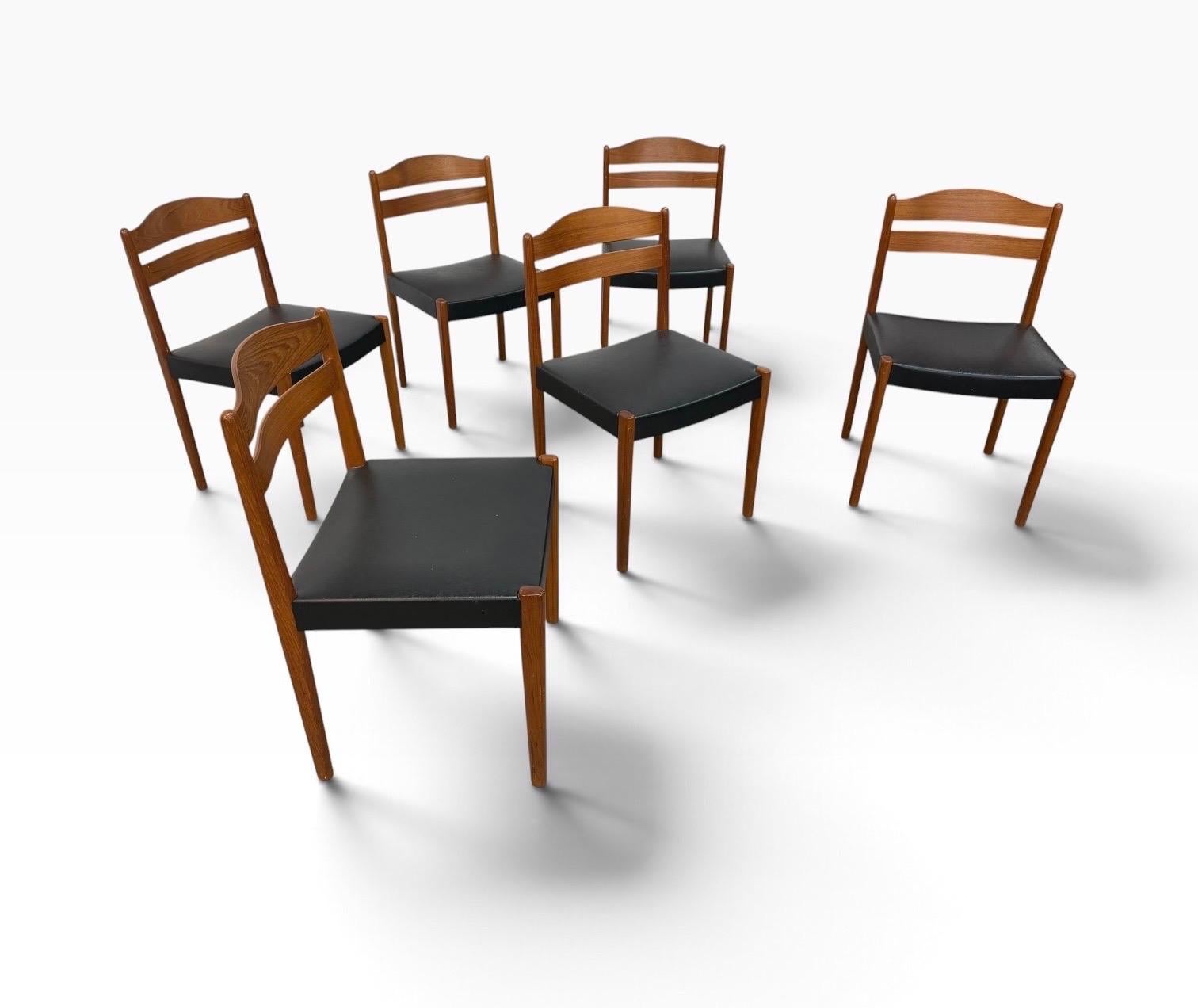 Mid-Century Danish Modern Teak Dining Chairs - Set of 6 - Image 2