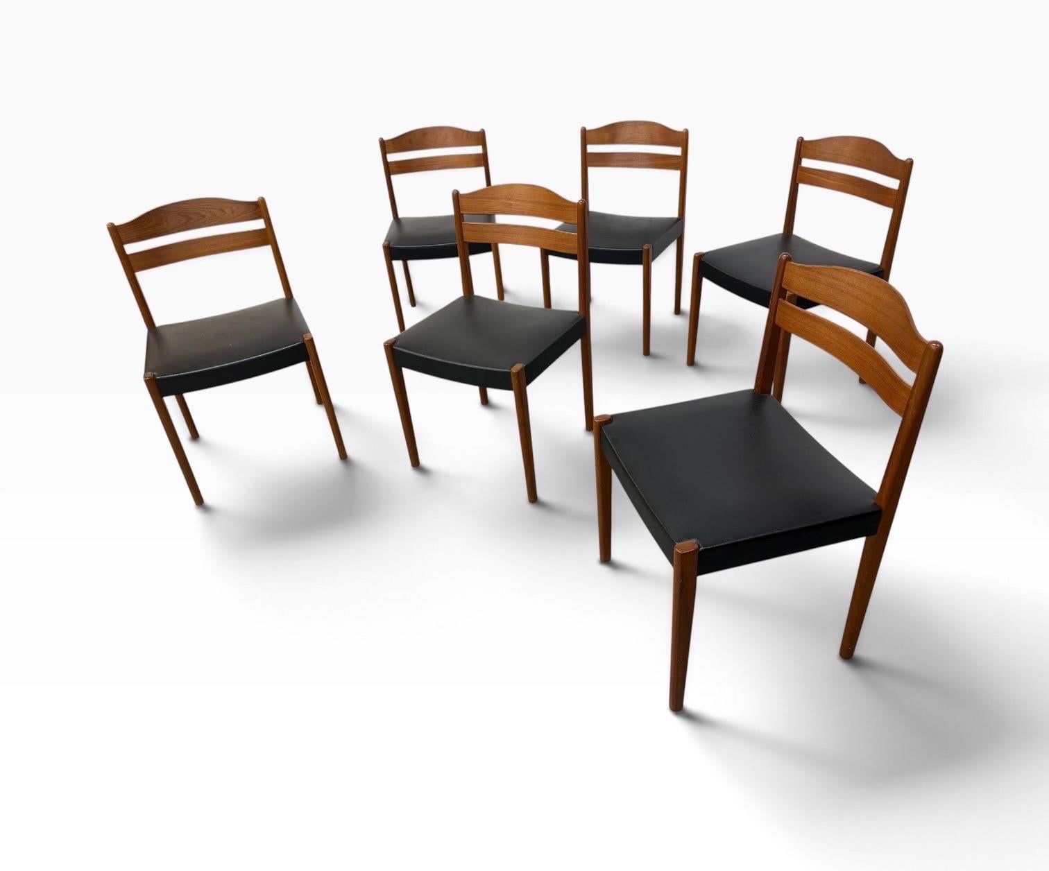 Mid-Century Danish Modern Teak Dining Chairs - Set of 6 - Image 3