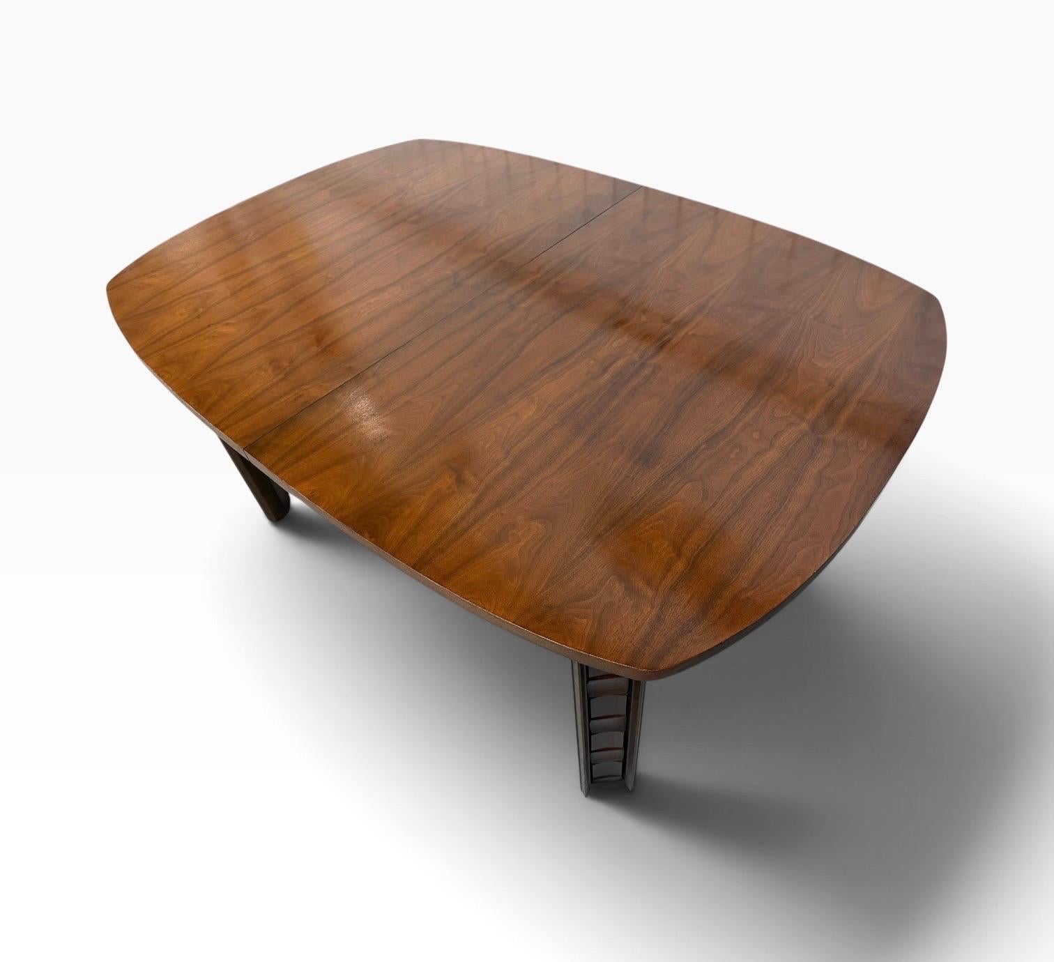 Mid-Century Modern Brutalist Walnut Dining Table - Image 5