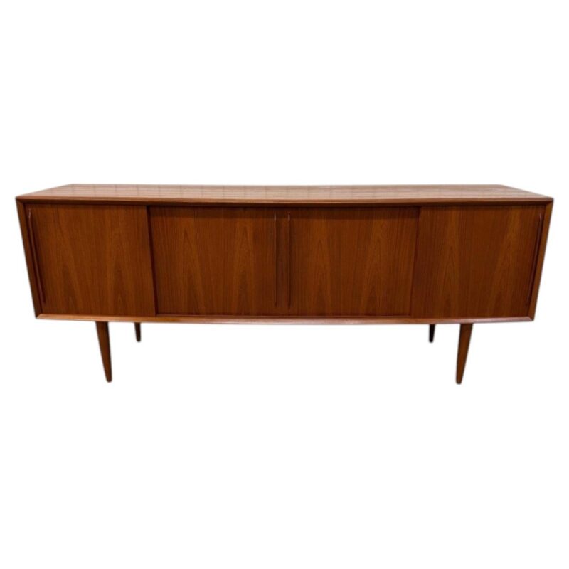 Vintage H. P. Hansen Danish Modern Sliding Door Teak Sideboard – Refinished!